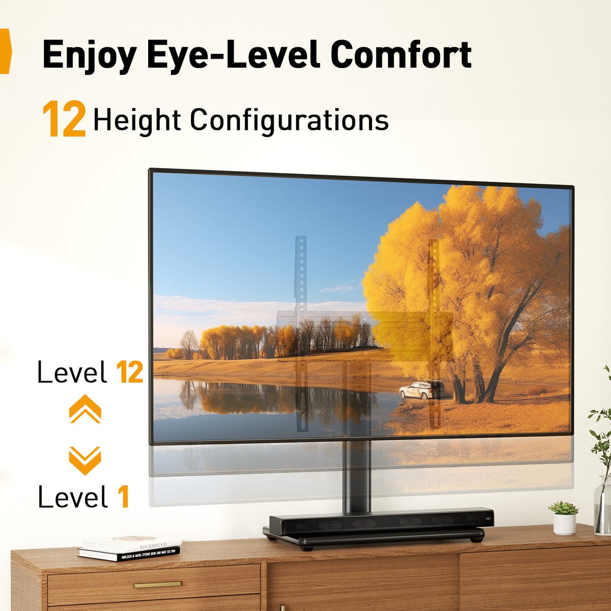 PERLEGEAR Universal TV Stand with LED Lights for 24-60 inch TVs up to 45kg