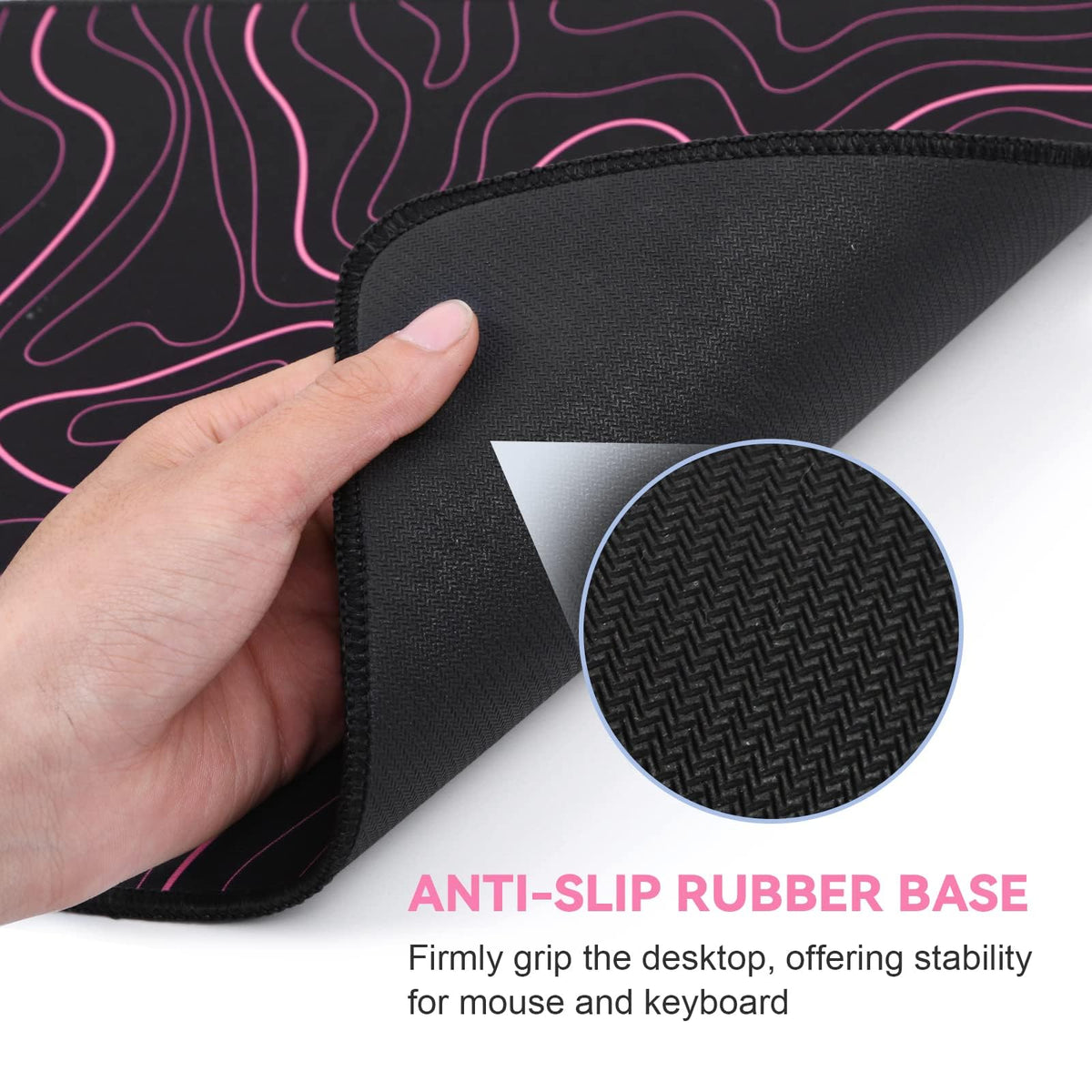 Rcege Large Gaming Mouse Pad Extended Desk Mat with Non Slip Stitched Edge