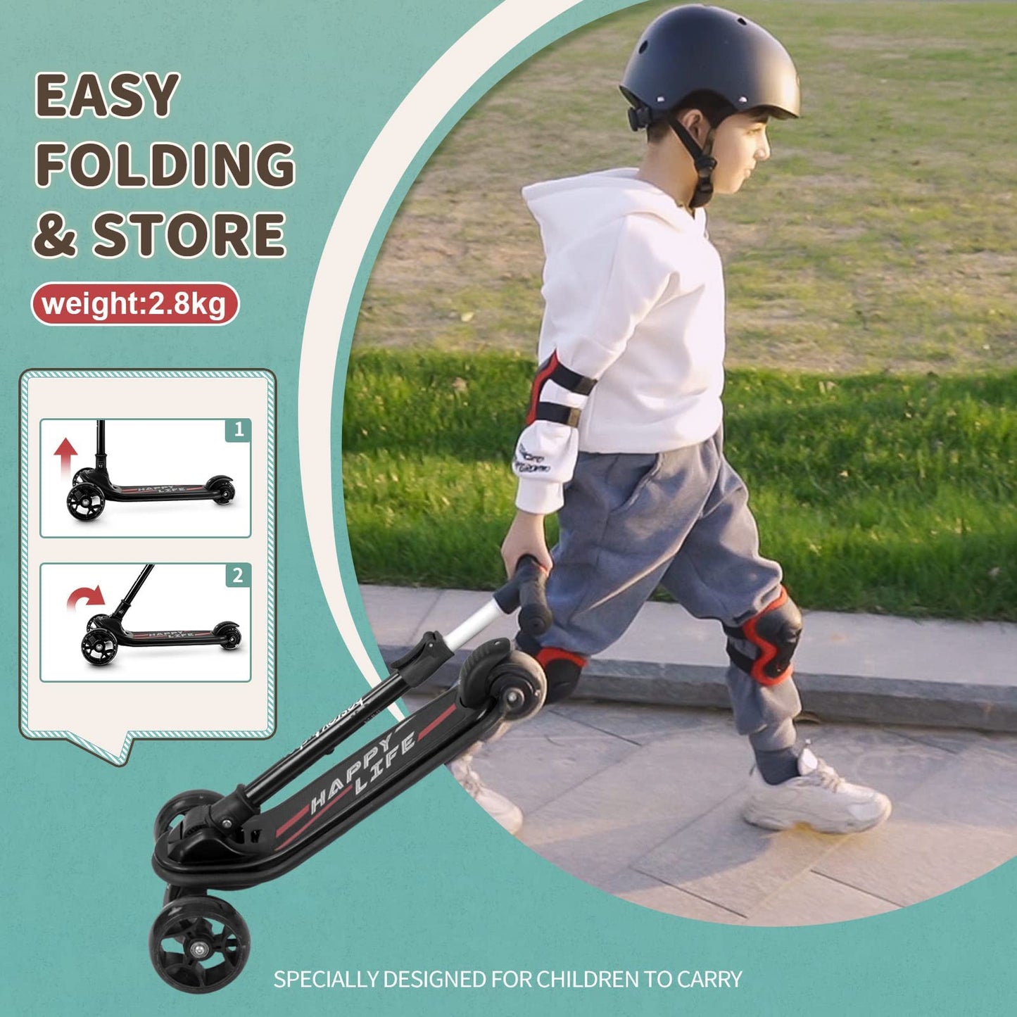 besrey 3-Wheel Toddler Scooter with Lean-to-Steer — Foldable, Anti-Slip Deck | Max 50 kg