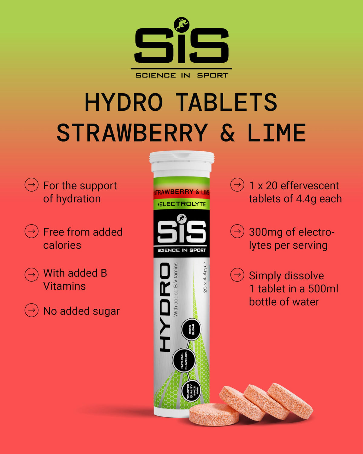 Science in Sport Hydro Electrolyte Tablets, Berry, 20 Tablets