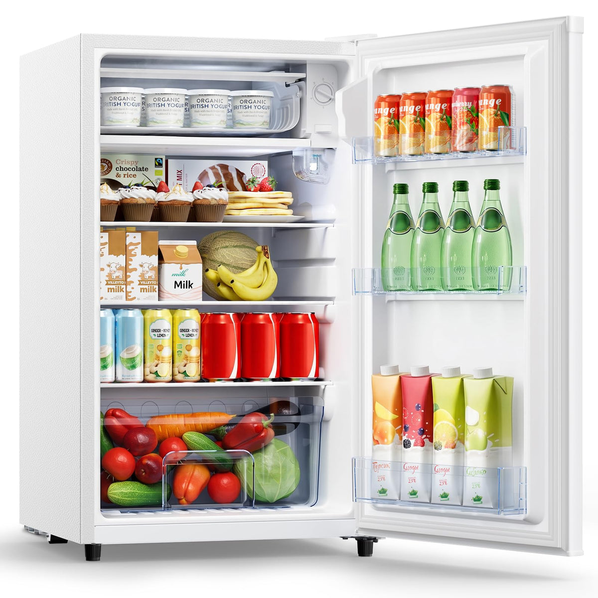 Table Top Fridge, 40L Mini Fridge With Chiller Box, Black