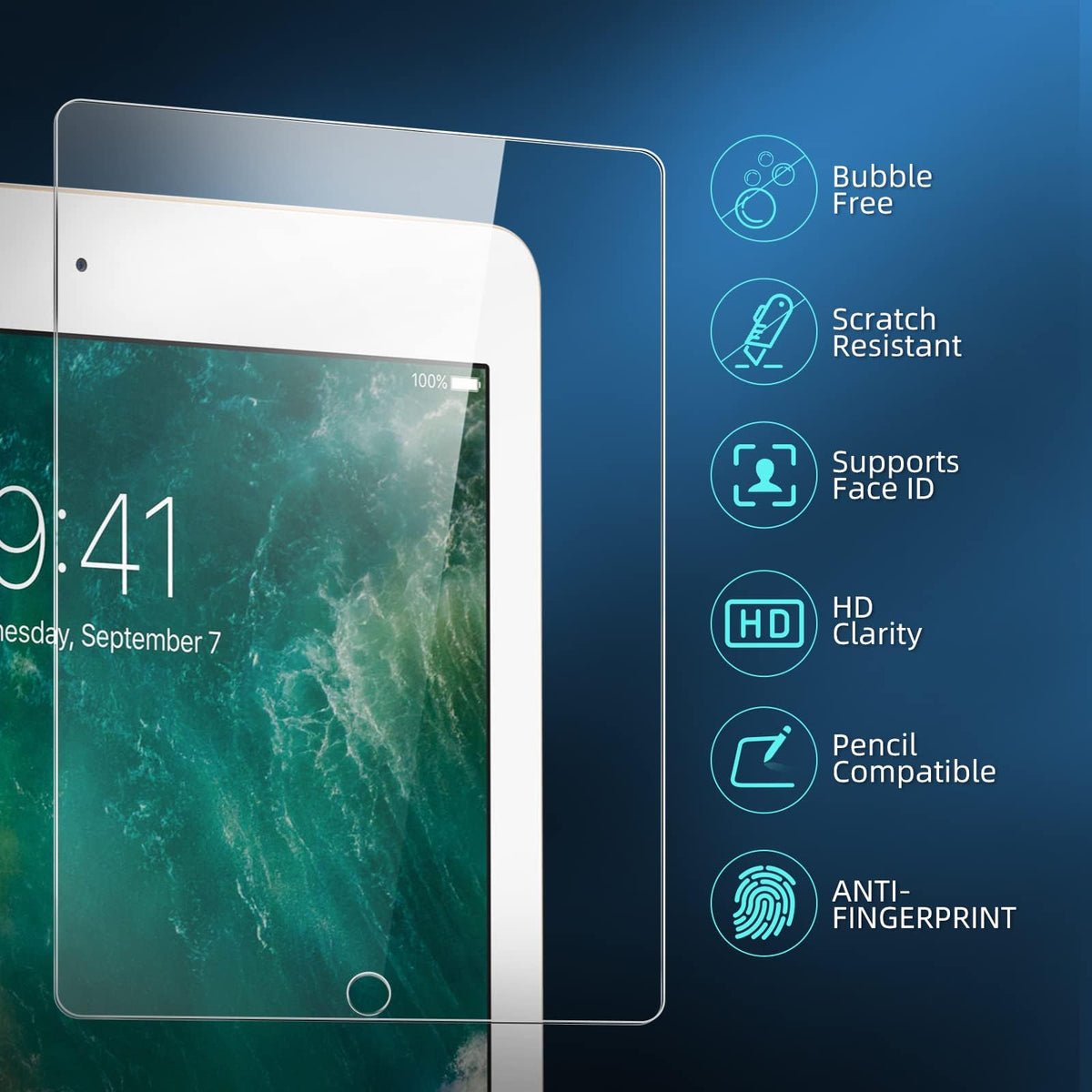 NEW'C for iPad Air 5/4, iPad Pro 11-inch Screen Protector Tempered Glass
