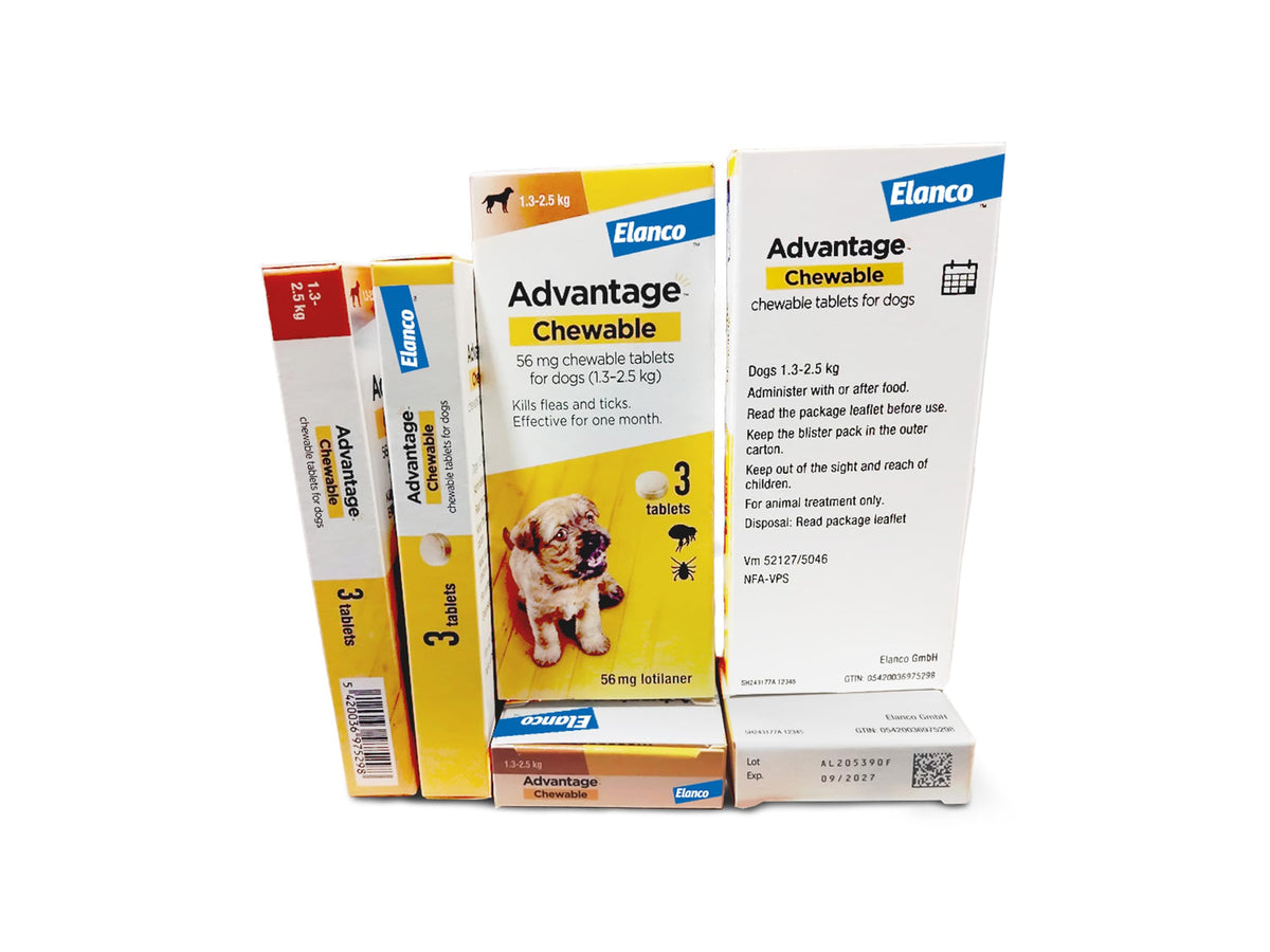 Advantage Chewable 450mg Chewable Tablets for Dogs >11 - 22kg (3 pack), Flea and Tick Treatment, Fast Acting Kills Fleas Within Hours, Prevention Lasts For A Month, Easy To Administer
