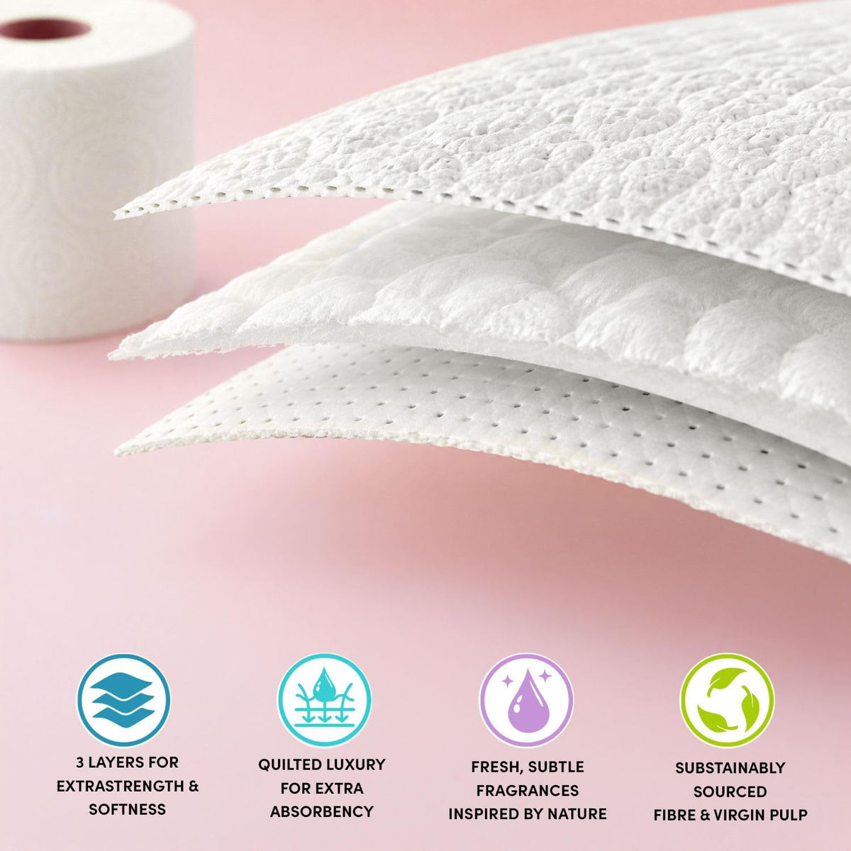 Splesh by Cusheen Toilet Roll 72 Rolls - Aloe Vera Scent Bulk Family Pack | Soft 3 Ply Quilted Bathroom Tissue Loo Rolls | Eco-Friendly, Sustainable Toilet Paper