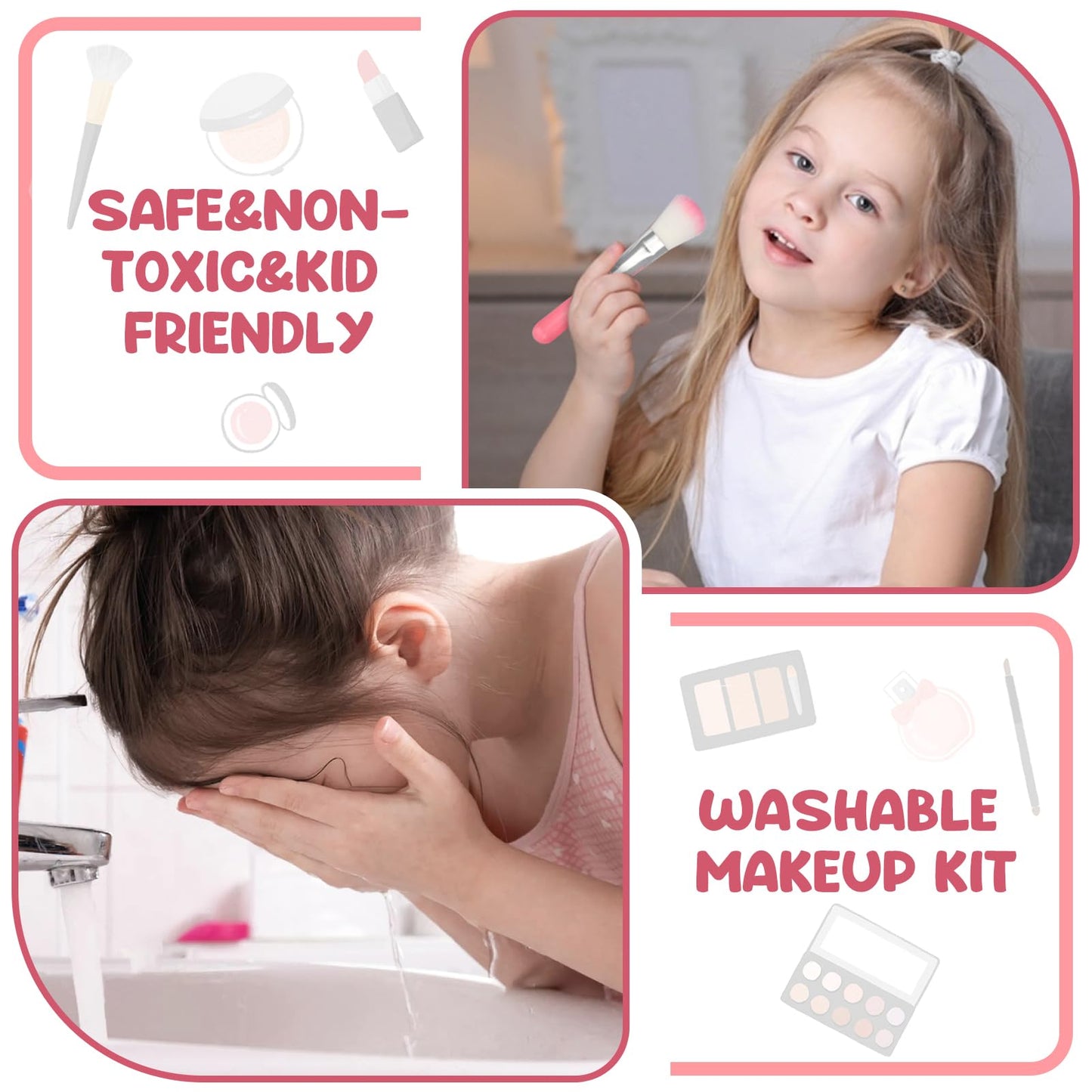 Dreamon Kids Makeup Set for Girls | Washable & Non-Toxic Real Makeup Set | Pretend Play Princess Toys | Christmas Birthday Gifts for Girls Age 5-12