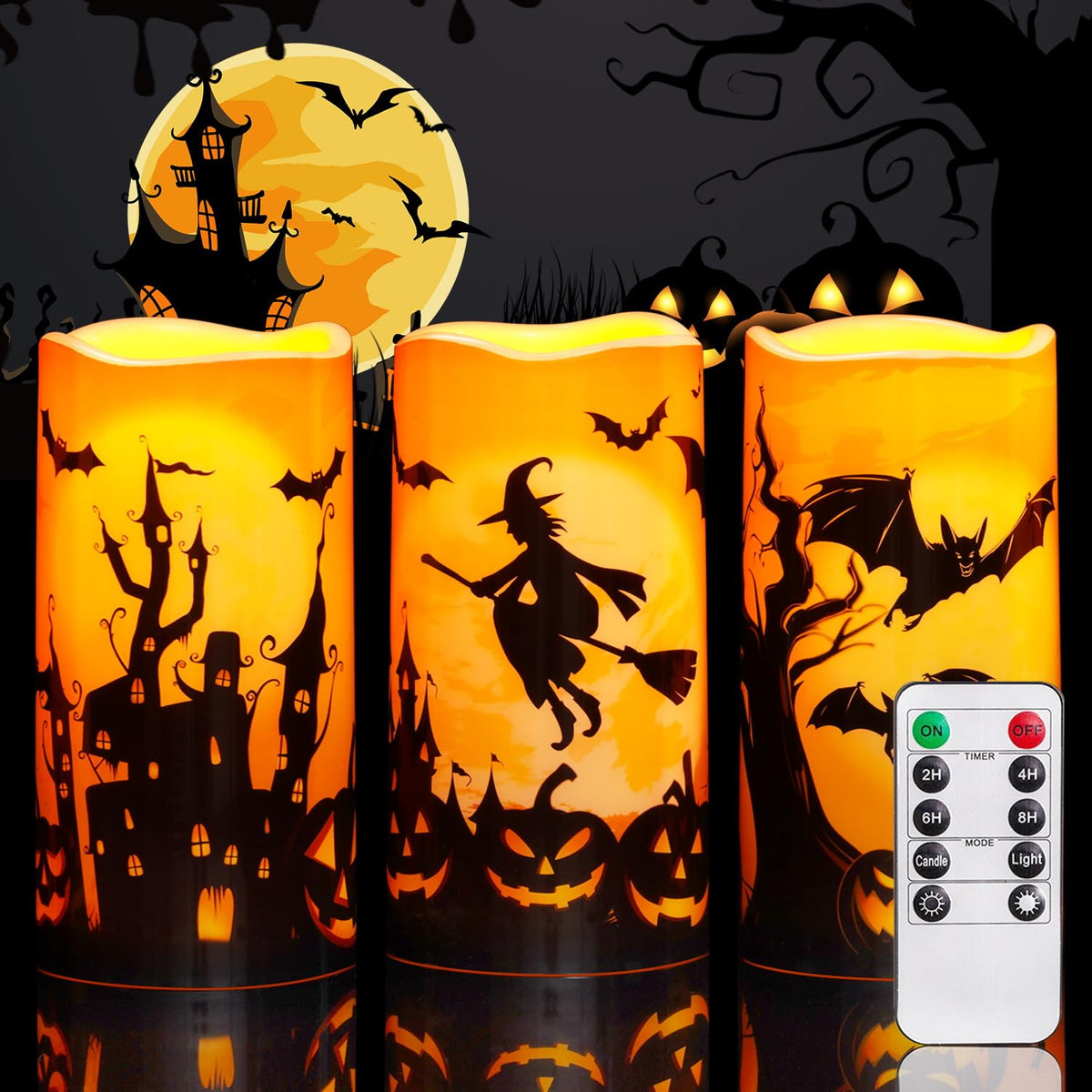 Homemory Outdoor Waterproof Flameless Candles, Dark Ivory, Set of 2, D 3"