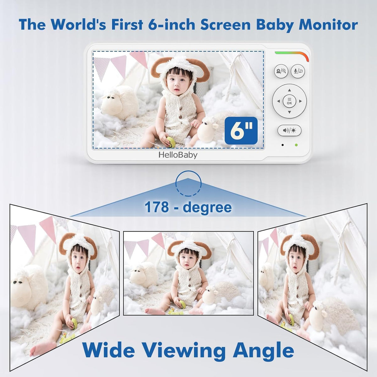 HelloBaby HB6550 Baby Monitor with Camera and Night Vision, 5" Split Screen