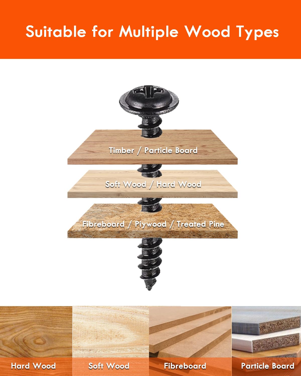 Wood Screws 800PCS Assortment, Countersunk Self Tapping Screws