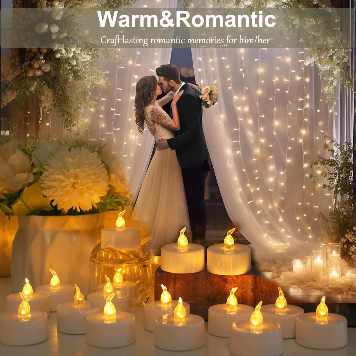 Jialine12 Pack Realistic and Bright Flickering Battery Operated Flameless LED Tea Lights Candles, 200+ tealights Electric Fake Candles for Halloween Weddings Festivals Decoration in Warm Yellow