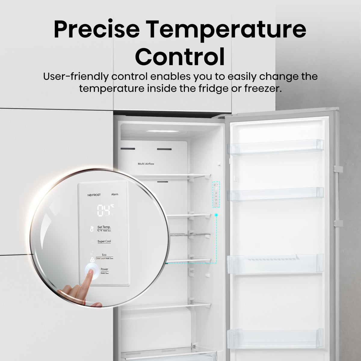 Hisense FV298N4ACE Tall Freestanding Freezer 240 Litre Capacity Total No Frost with LED Display 59D x 59.5W x 172H cm - Stainless Steel, Silver