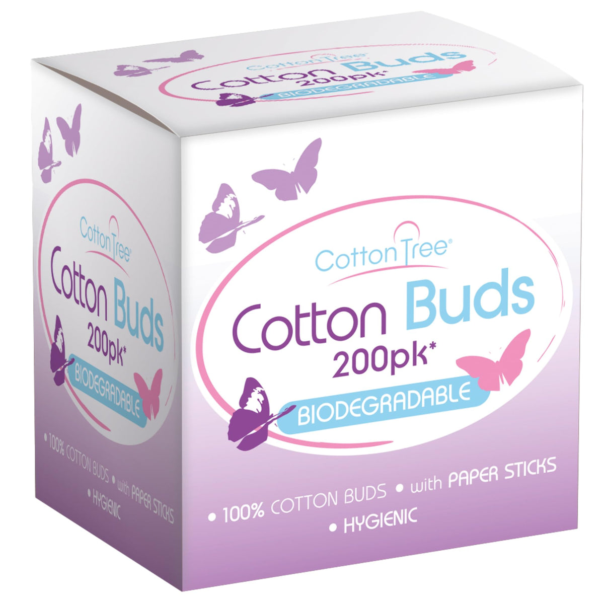 COTTON TREE 100% Pure Cotton, Super Soft, Pack of 200