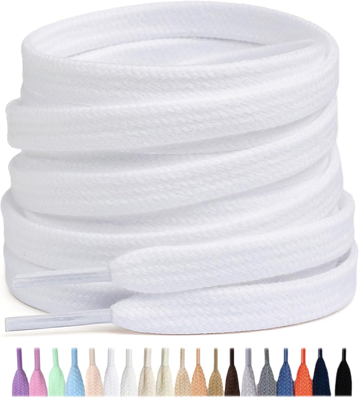 Stepace 2 Pairs Cotton Flat Shoe Laces 8mm Wide Shoelaces for Sneaker