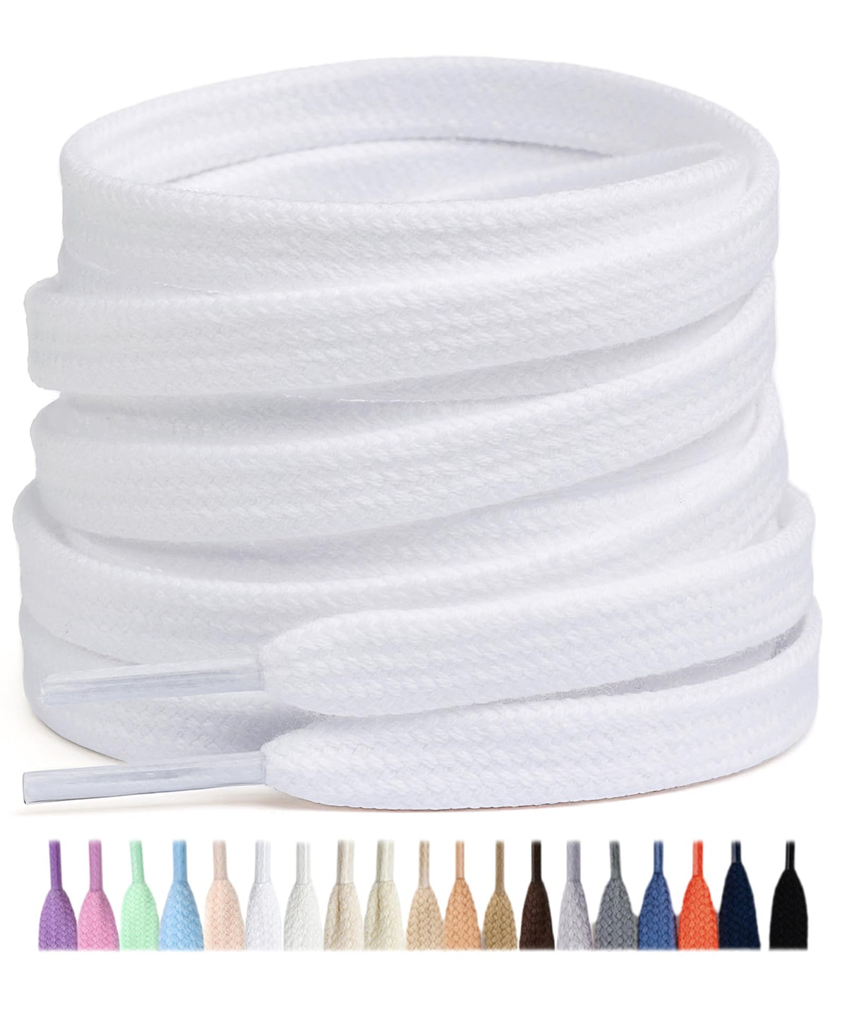 Stepace 2 Pairs Cotton Flat Shoe Laces 8mm Wide Shoelaces for Sneaker