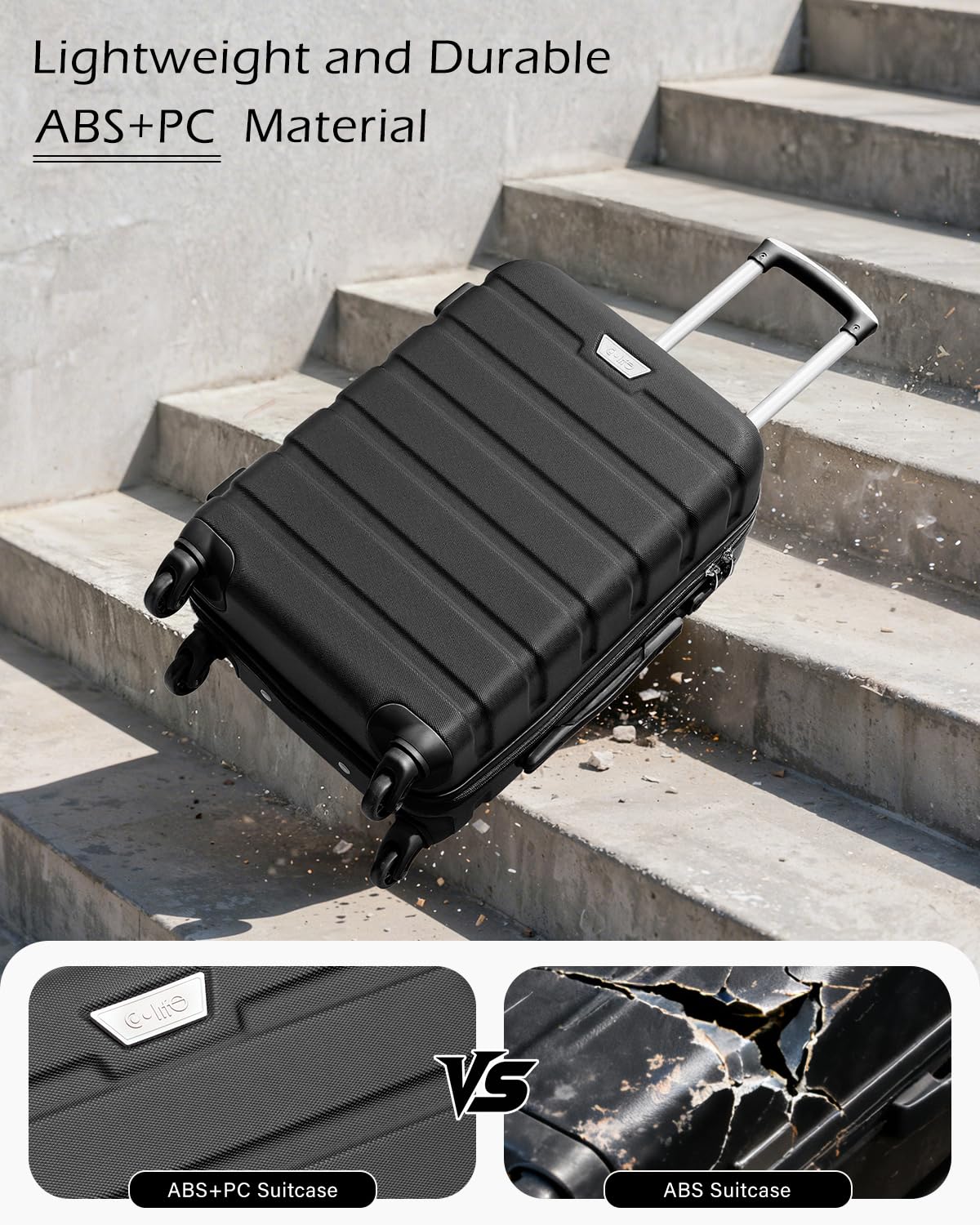 COOLIFE 28 Inch Large Suitcase, ABS+PC, Lightweight Hard Shell Luggage