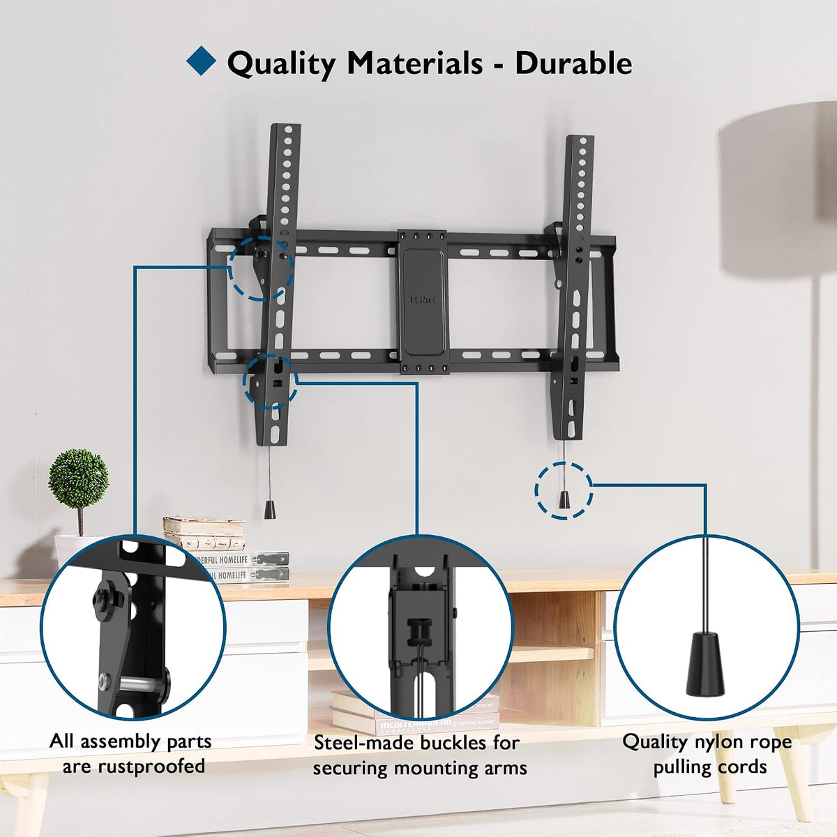 BONTEC TV Wall Bracket for 37-82 Inch TVs, Tilt TV Wall Mount, Up to 60 kg