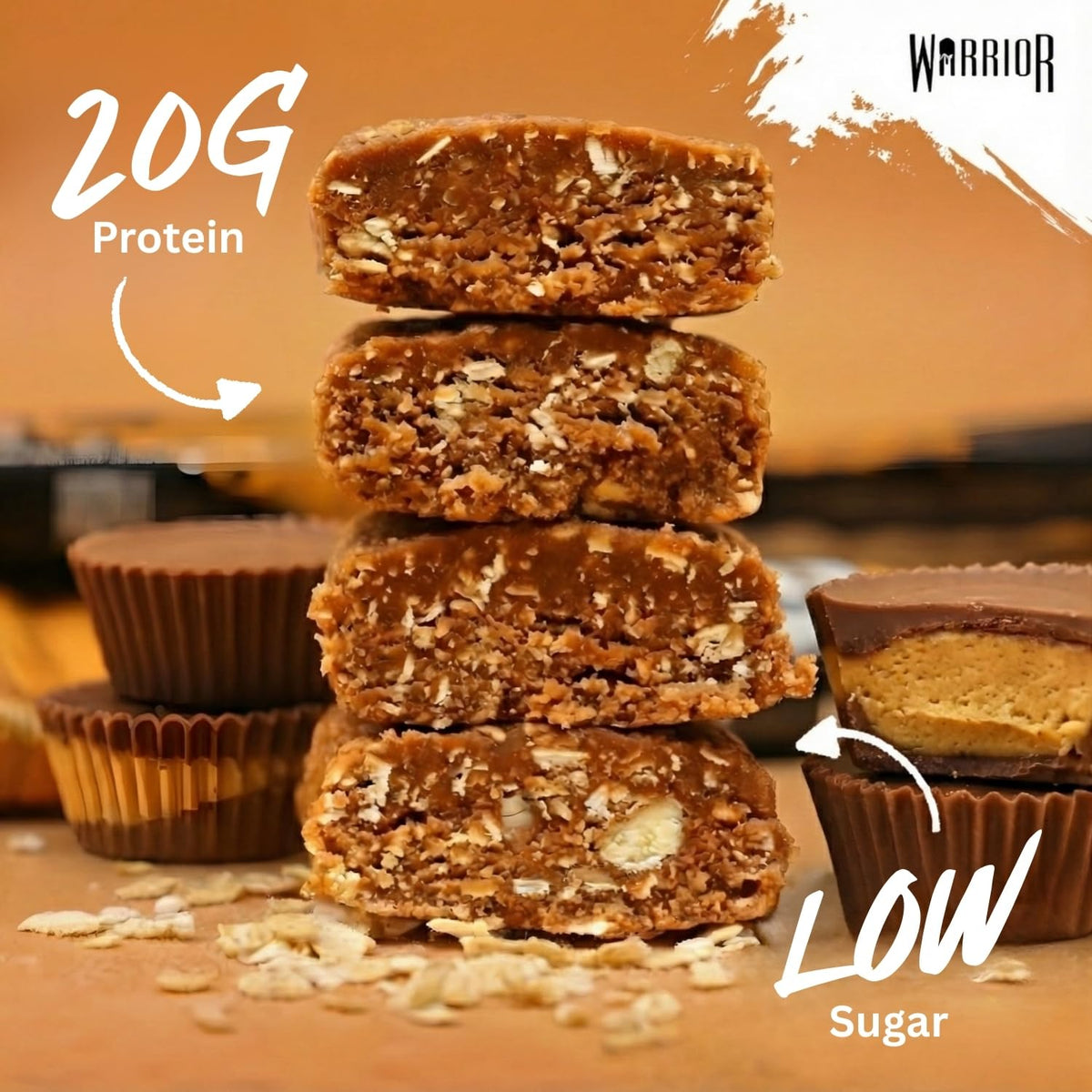 Warrior RAW Protein Bars 12 x 75g High Protein Oat Flapjack Snack