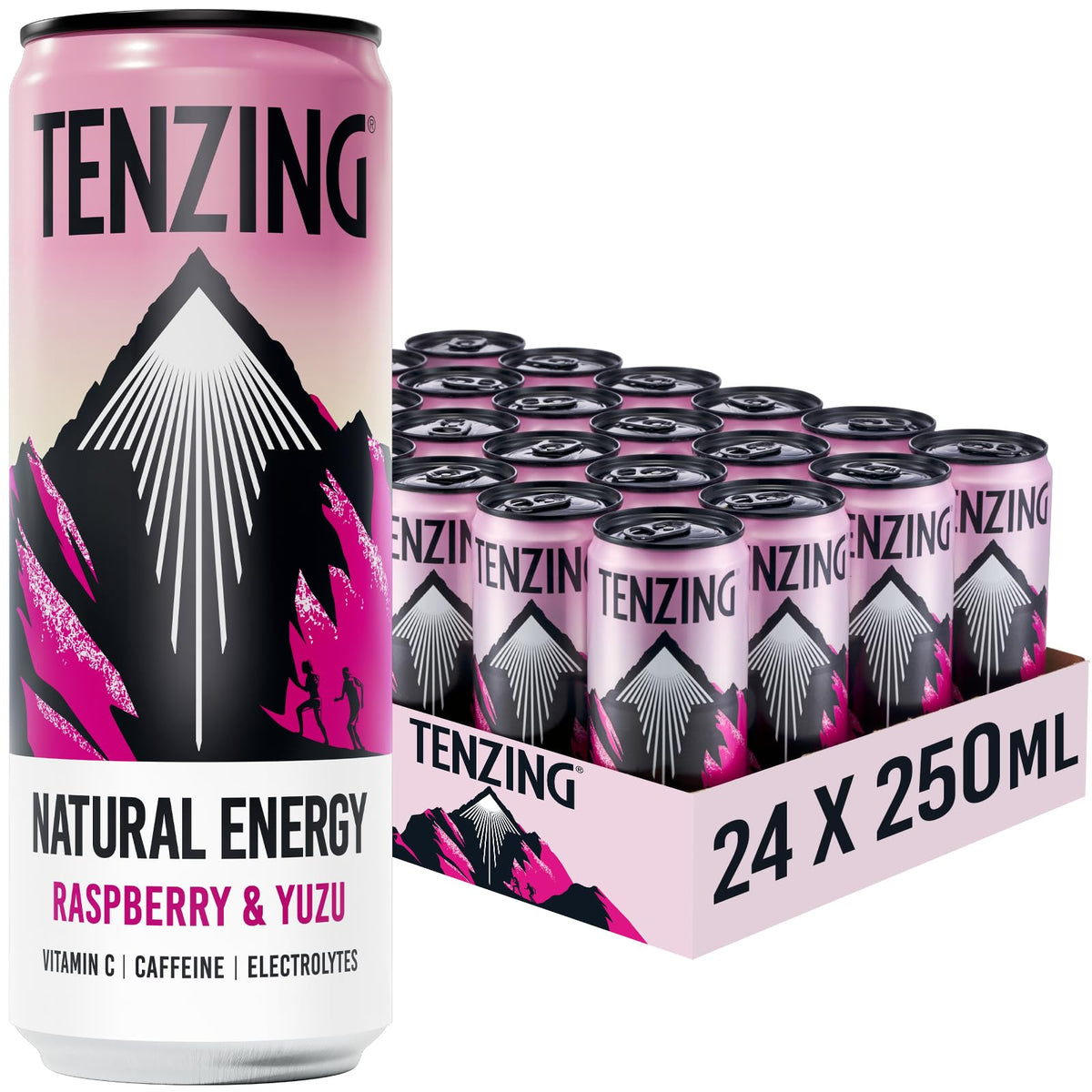 TENZING Natural Energy Drink, Plant Based, Vegan, & Gluten Free, +BCAA, Apple & Seaberry, 330ml (Pack of 12) - Packaging may vary