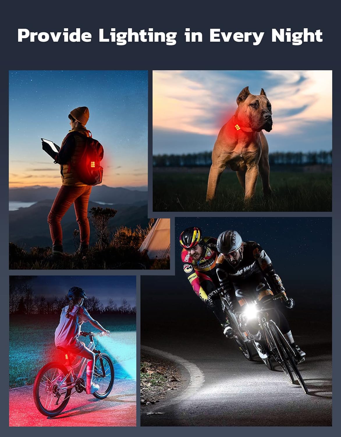 Glangeh Bike Lights Ultra Slim, Rechargeable Bicycle Lights Front and Rear