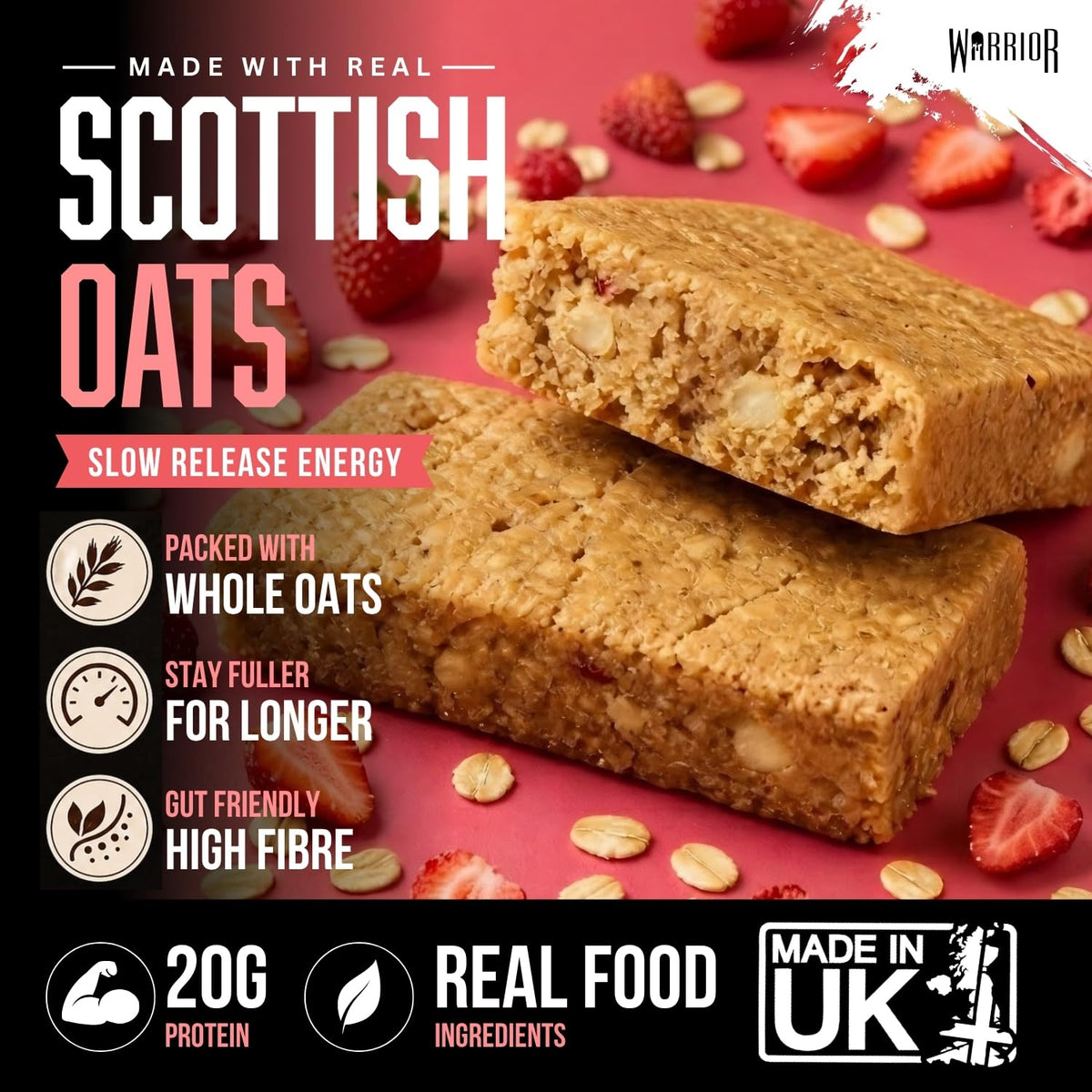 Warrior RAW Protein Bars 12 x 75g High Protein Oat Flapjack Snack