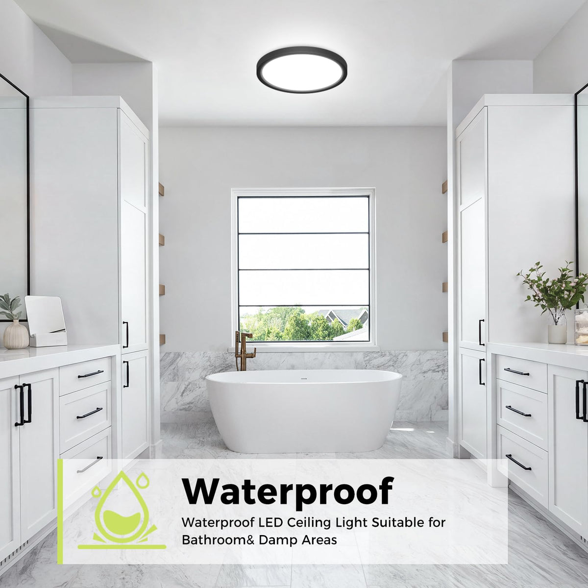 hepside 2 Pack Bathroom Ceiling Light 30cm, 3000K/3500K/4000K/5000K/6500K 5CCT LED Ceiling Lights, 24W, Modern, Waterproof, Round Flush Mount for Bathroom, Kitchen, Bedroom, Hallway