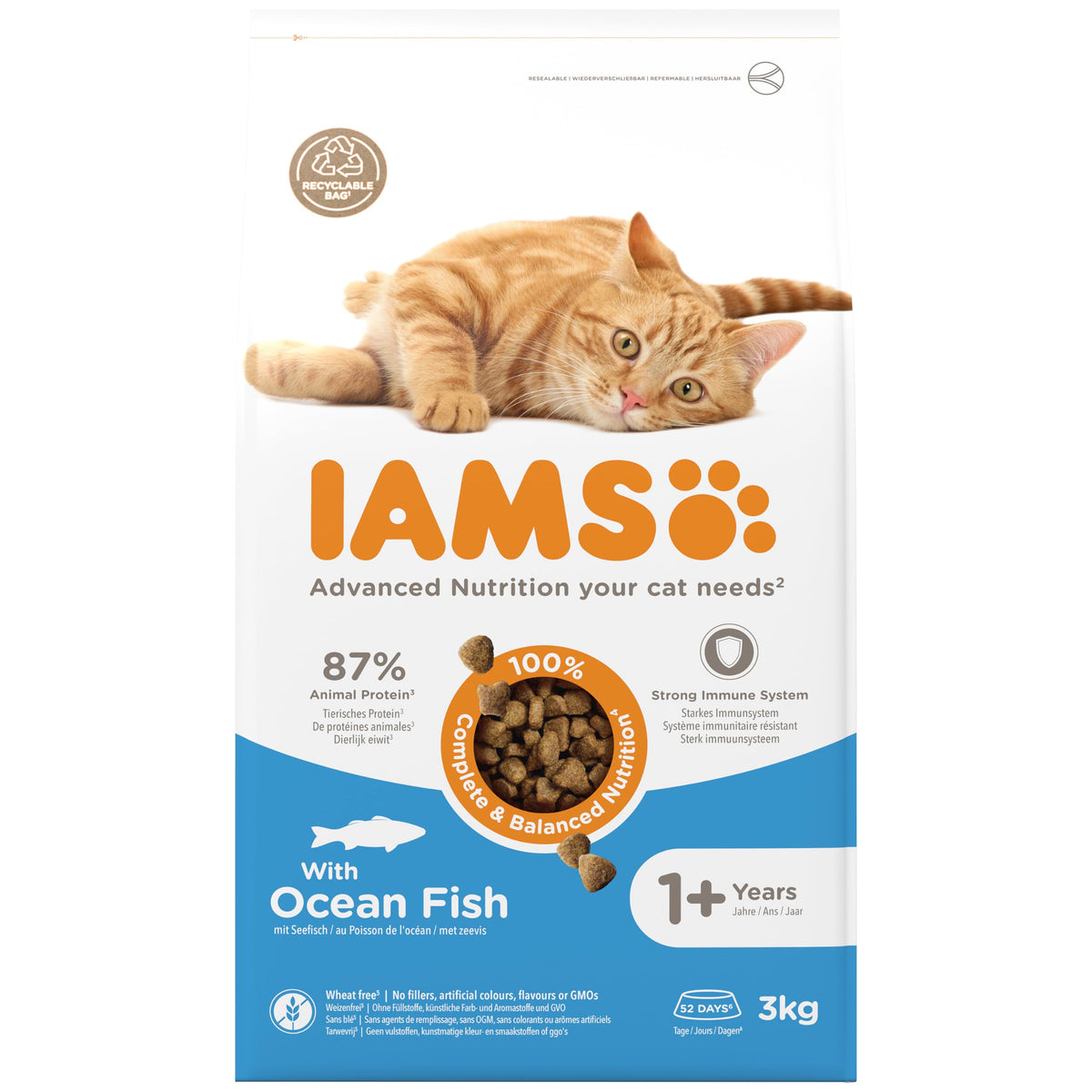 IAMS Adult Complete Dry Cat Food Chicken 3kg - Supports Strong Immune System