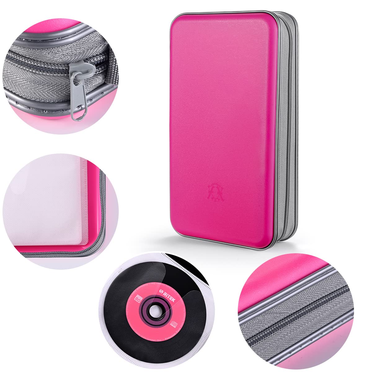 LIOVODE DVD Case, 96 Capacity CD Case Holder Organizer Disc Wallet for Car