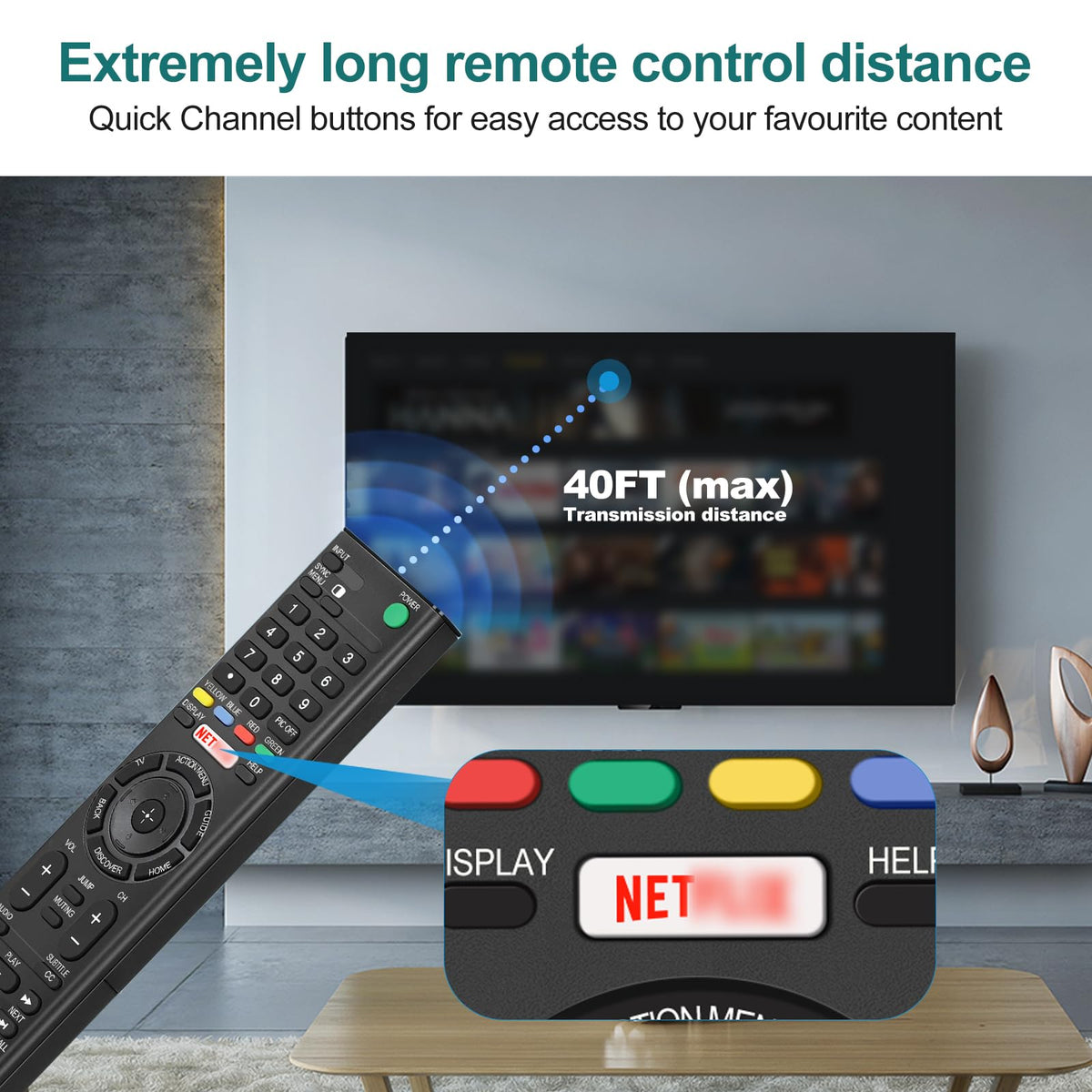 Hisense TV Remote Control, Universal Remote Control Replacement for Hisense VIDAA 4K UHD Smart TV with 12 Shortcut Buttons, No Setup Required