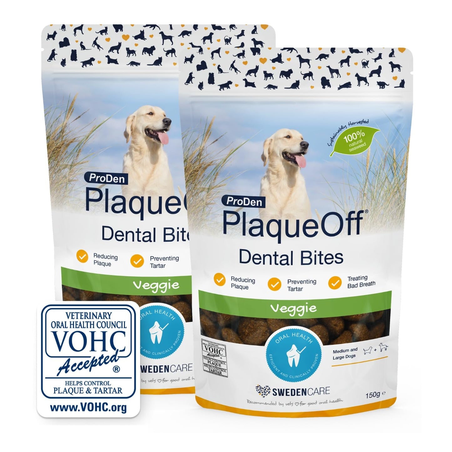 ProDen PlaqueOff Powder for Dogs & Cats, Tartar & Bad Breath Remover 100% Natural Teeth Cleaner and Plaque Remover 60 g