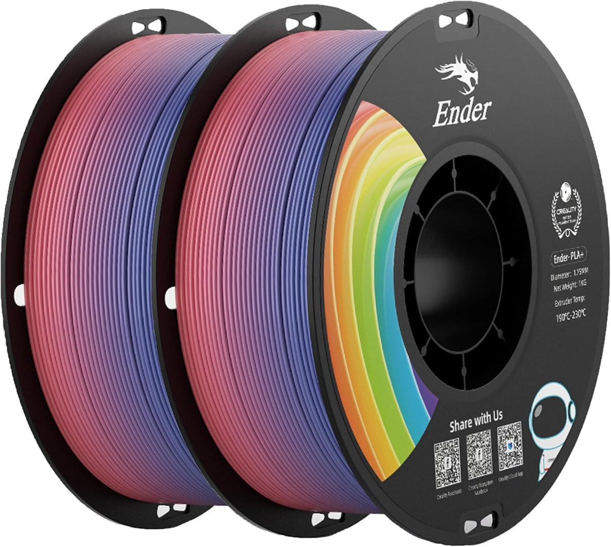Creality Ender PLA 3D Printer Filament 1.75mm, 4 Packs 1KG Spool(2.2lbs), Dimensional Accuracy +/-0.03mm, No Clogging & Bubbles, Fits for Most FDM 3D Printers (White*4KG)