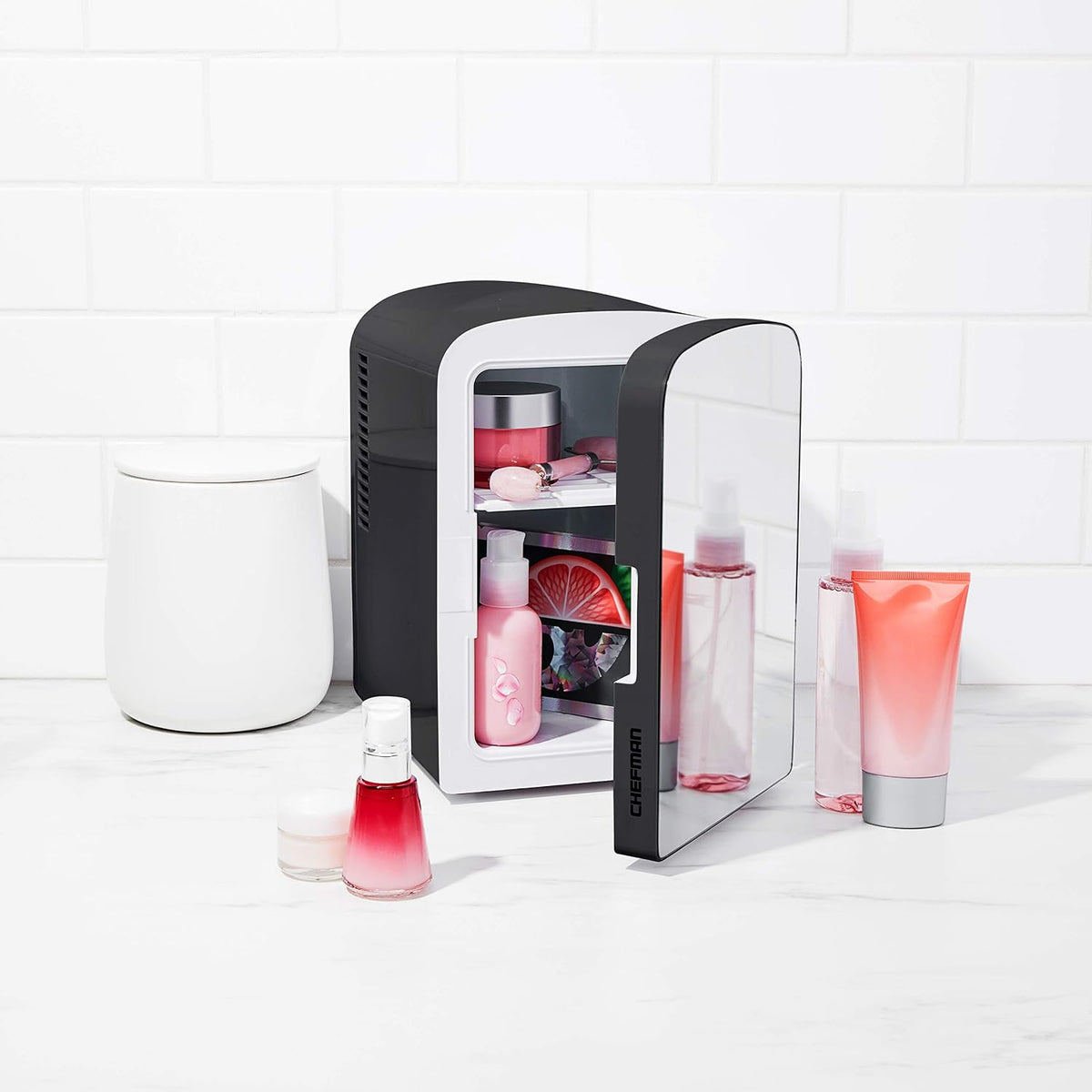 Iceman Mini Portable Eraser Personal Fridge, Cools & Heats, 4 Litre Capacity, Chills 6 12oz cans, 100% Freon-Free & Eco Friendly, Includes Plugs for Home Outlet & 12V Car Charger, Black