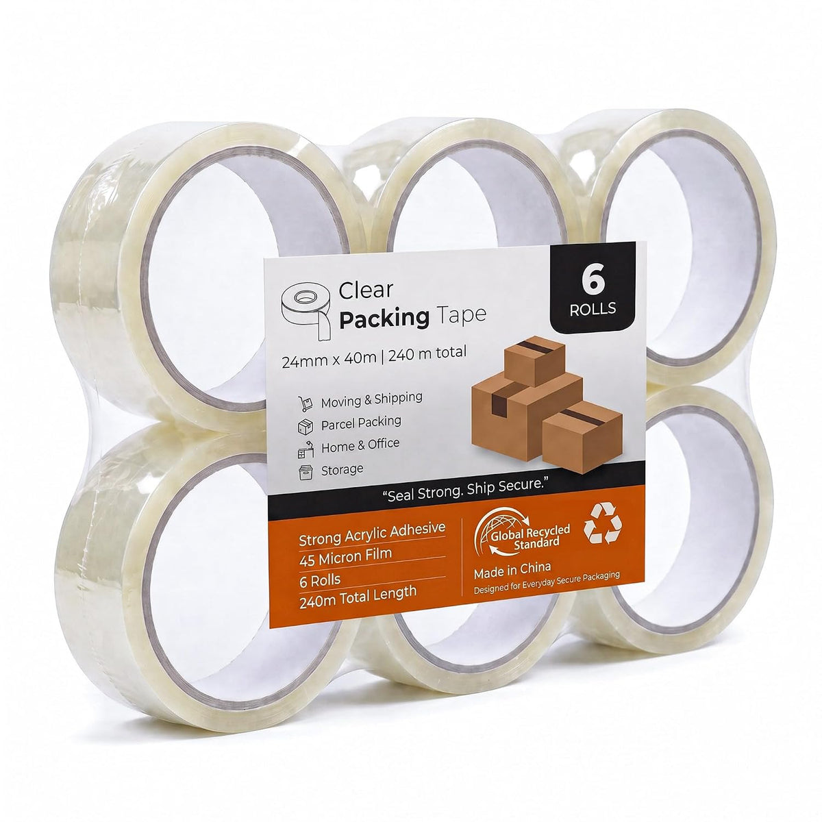 Clear Cellotape, 6 Rolls, 24mm x 40m, 45 Micron