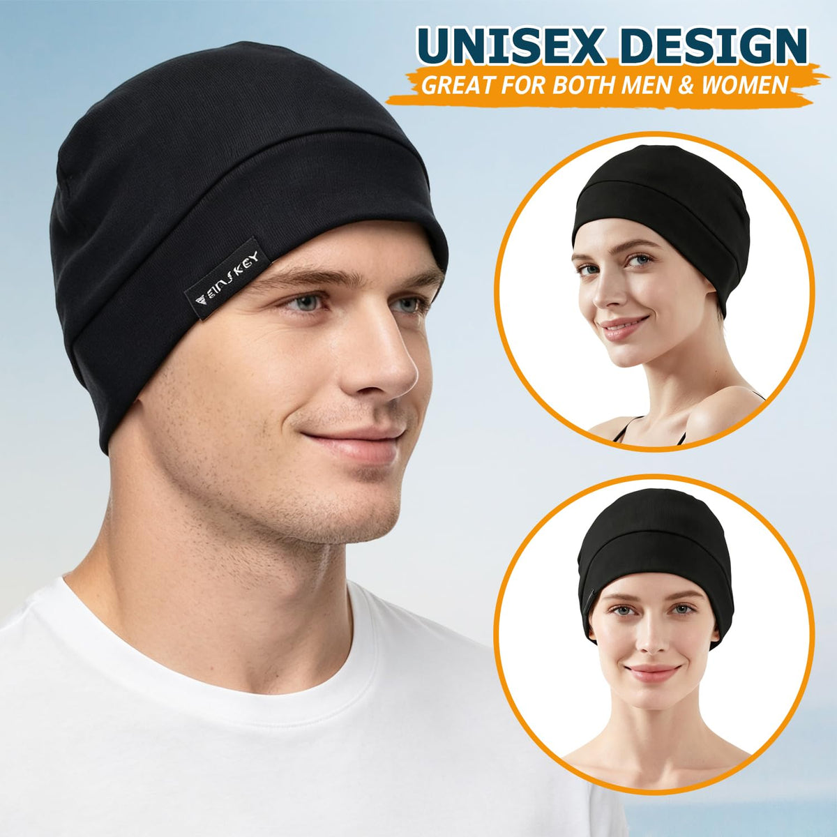 EINSKEY 100% Cotton Skull Caps for Men, Multipurpose Daily Wear Beanie Hat