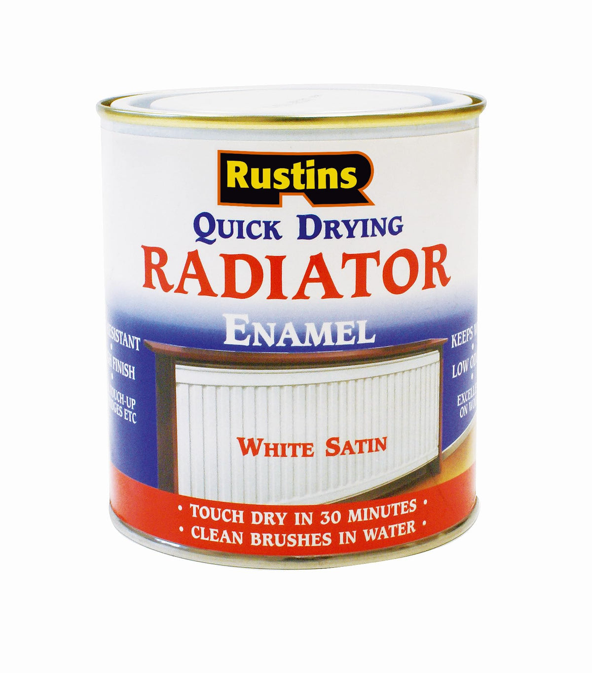 RUSTINS Quick Drying Radiator Enamel Satin - Black 500ml – Durable, Long-Lasting Finish for Radiators That Stands the Test of Time