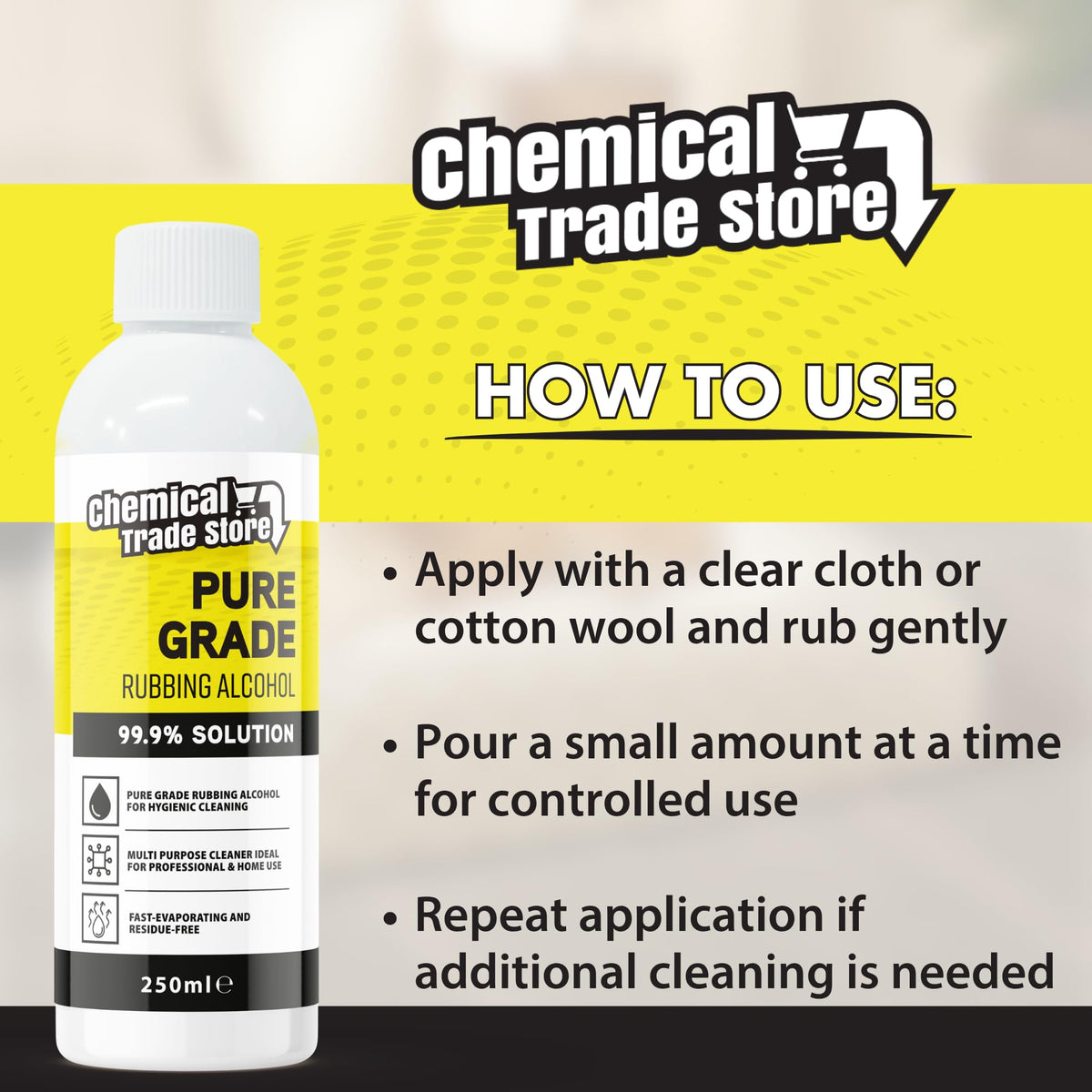 Rubbing Alcohol 99.9%, 500ml - High Purity Isopropyl Alcohol for Hygienic Surface Cleaning, Care Homes, Household Cleaning, Glass, Mirrors, Bathrooms, Kitchens & Hard Surfaces