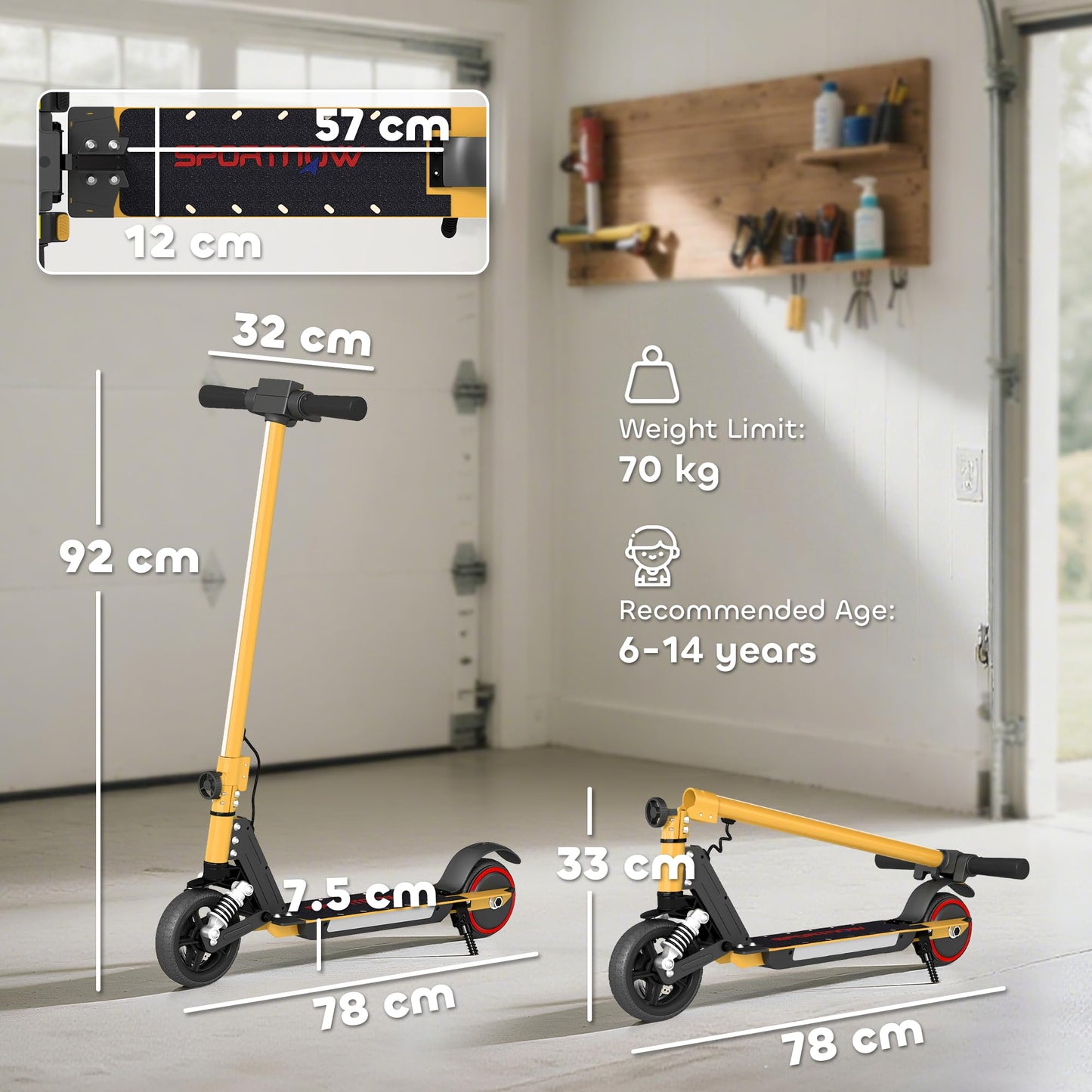 SPORTNOW Kids Electric Scooter — 150W, 14 km/h, 6 km Range, Foldable | CE Certified