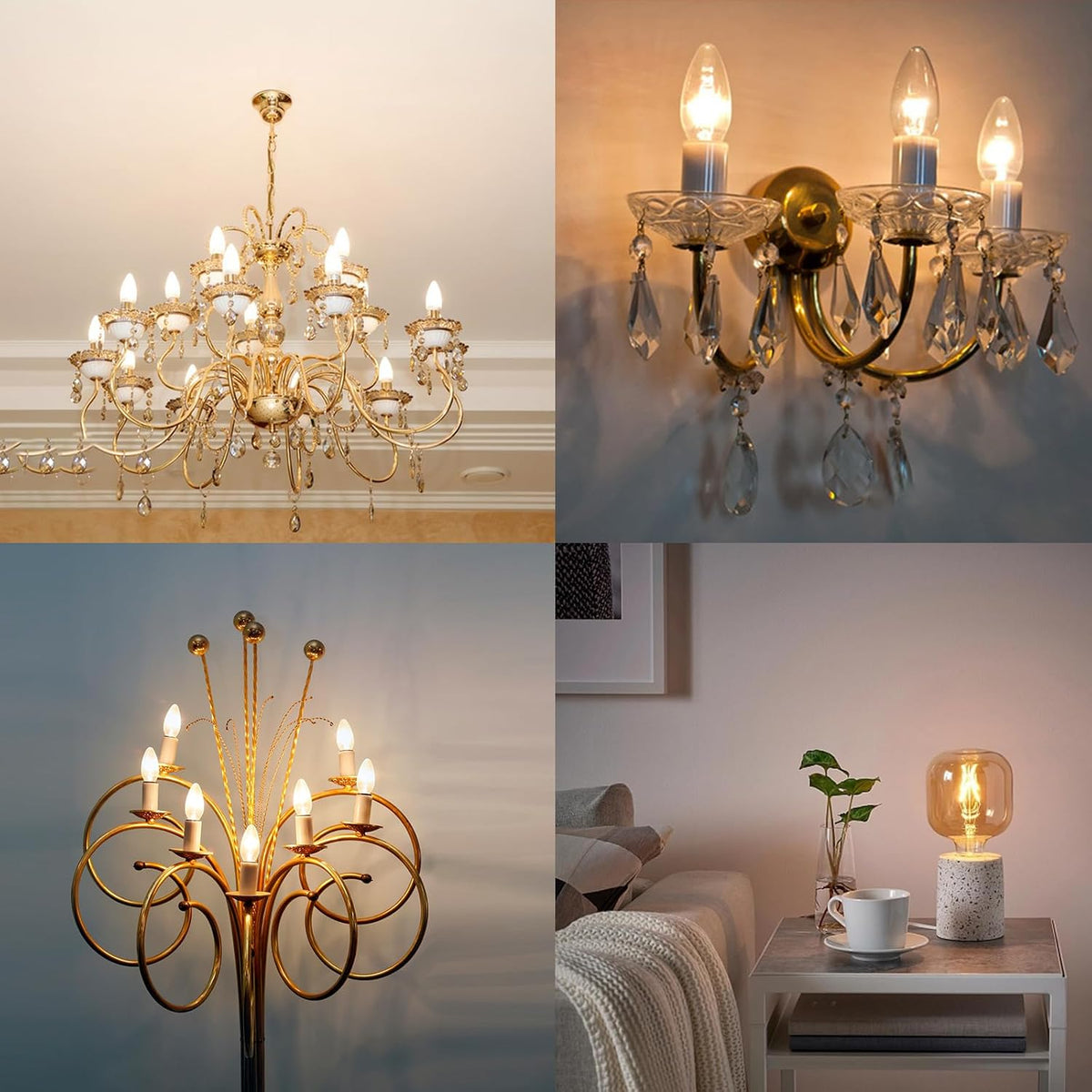 Caldarax E14 Candle Light Bulbs Dimmable, 650LM Warm White 2700K, 230V Clear Glass SES Small Edison Screw Decorative Lamps E14 for Chandelier, Wall Lights, Table Lamps, Pack of 5