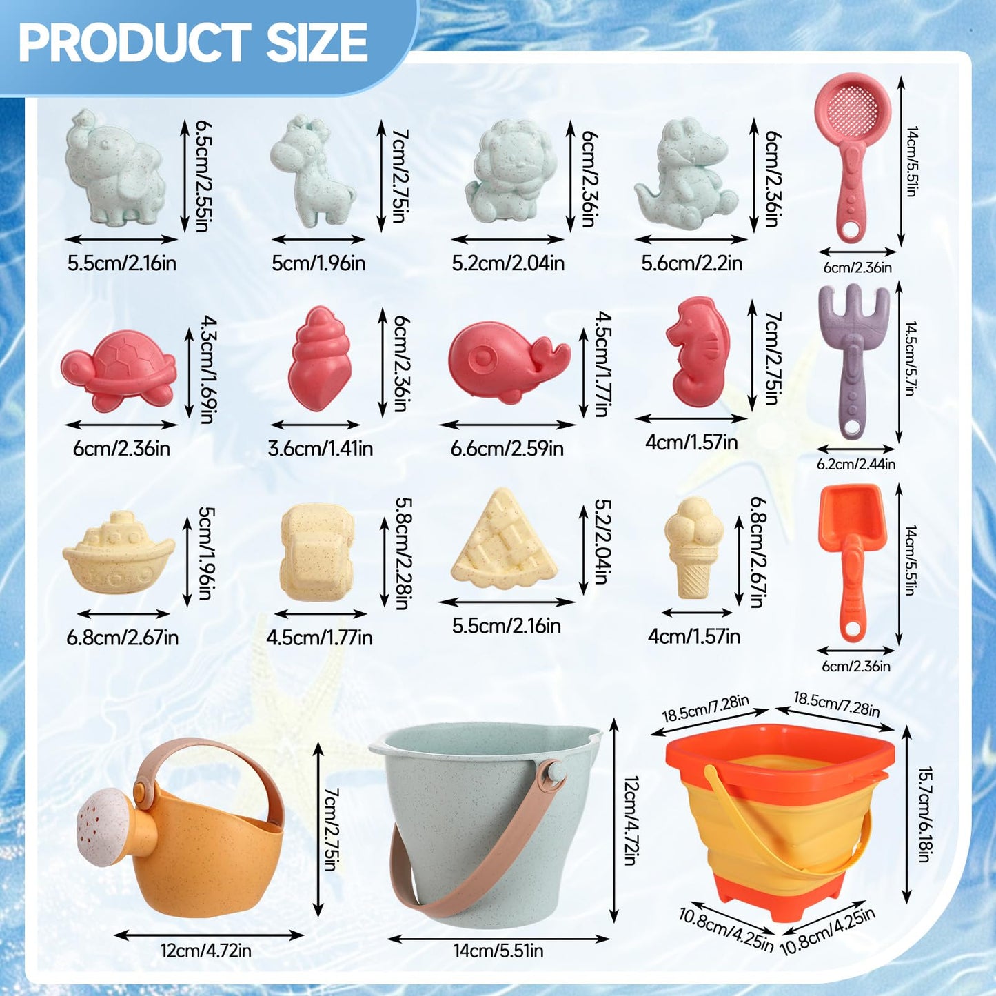 Beach Sand Toys Set, 19Pcs Sand Pit Toys With Collapsible Bucket and Spade Beach Set Kids Sand Sandpit Toys for Toddlers, Outdoor Fun Sand Toys for Boys Girls Toddlers Age 3 4 5 6 7 8