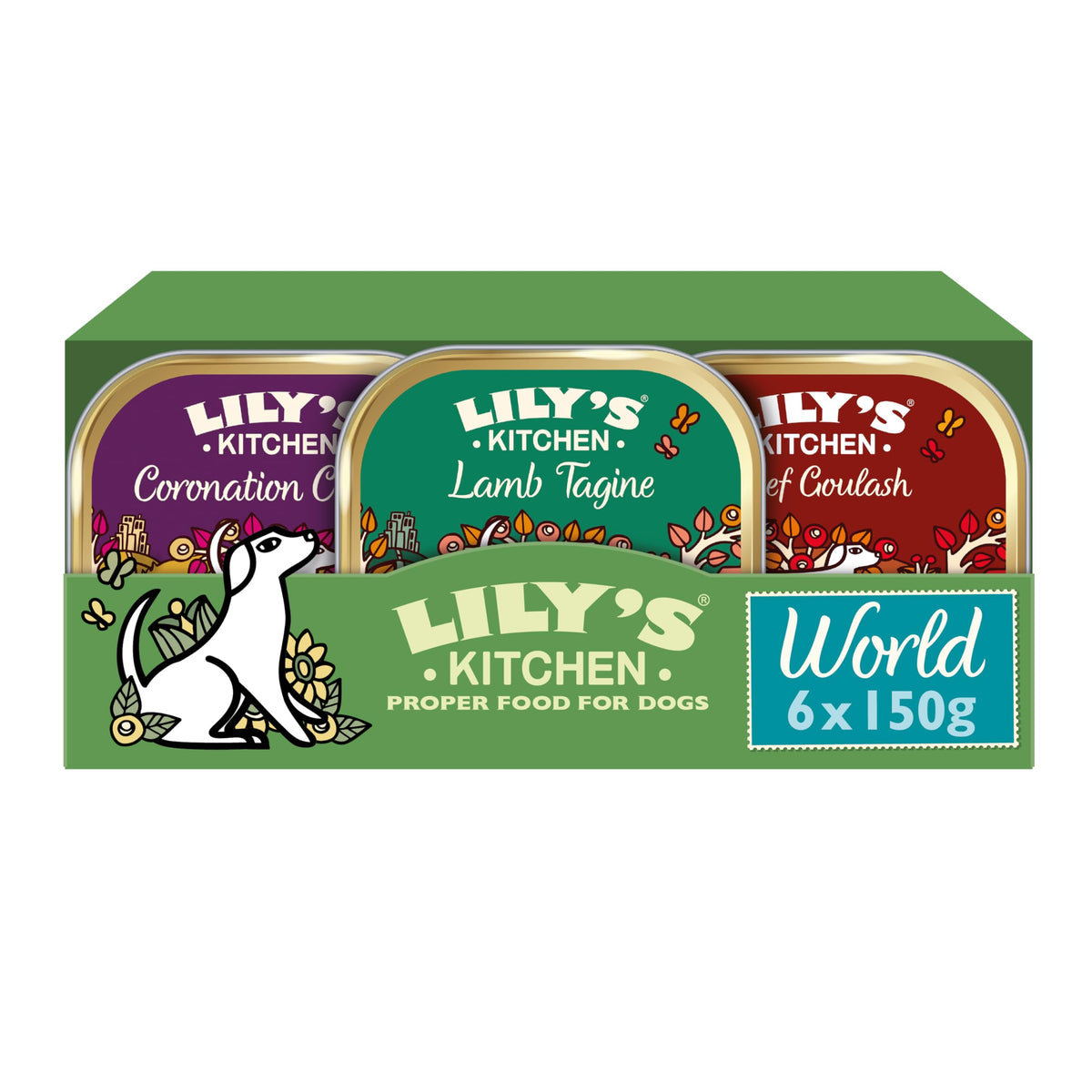 Lily's Kitchen Natural Adult Dog Food Wet Trays - Classic Dinners Multipack - Chicken, Lamb & Beef - Complete Meal Recipes (6 Trays x 150g)