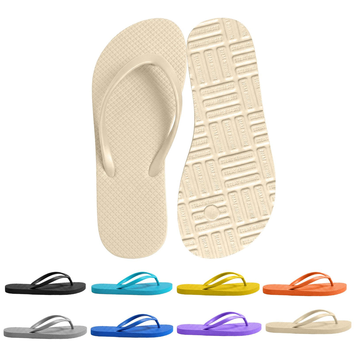 Women's Non-Slip Flip Flops Ultra Lightweight Basic Thongs Rubber Soft Slide Slip-on Shoes Beach Pool Shower Sandals