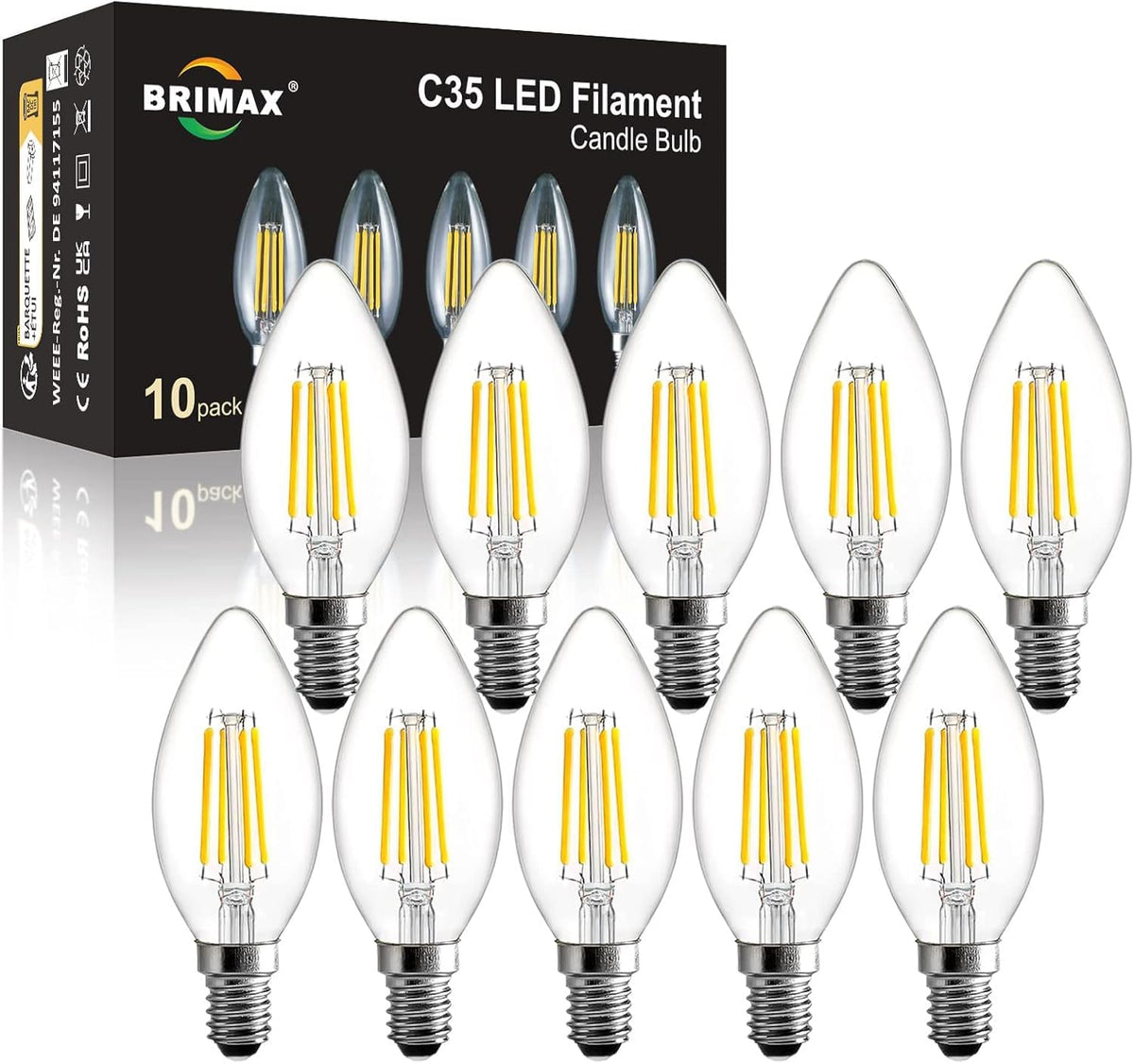 BRIMAX 5Pack E14 Bulb Cool White 5000K,Dimmable 4W Small Screw Light Bulb