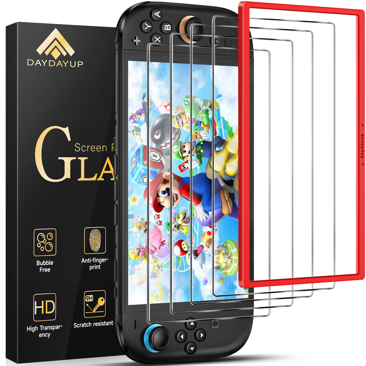 daydayup [3 Pack] Screen Protector Tempered Glass for Nintendo Switch - Hestia Goods Transparent HD Clear Anti-Scratch Screen Protector for Nintendo Switch