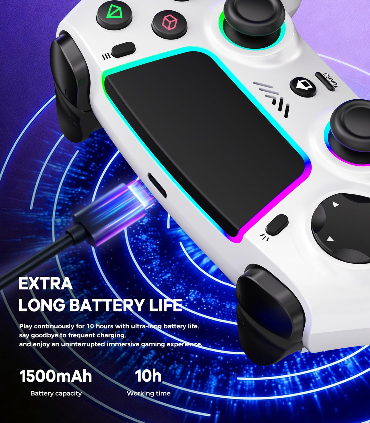 SFGSUP Wireless Pro Controller for PS5, PC, Mac, Steam Deck, Blue-White
