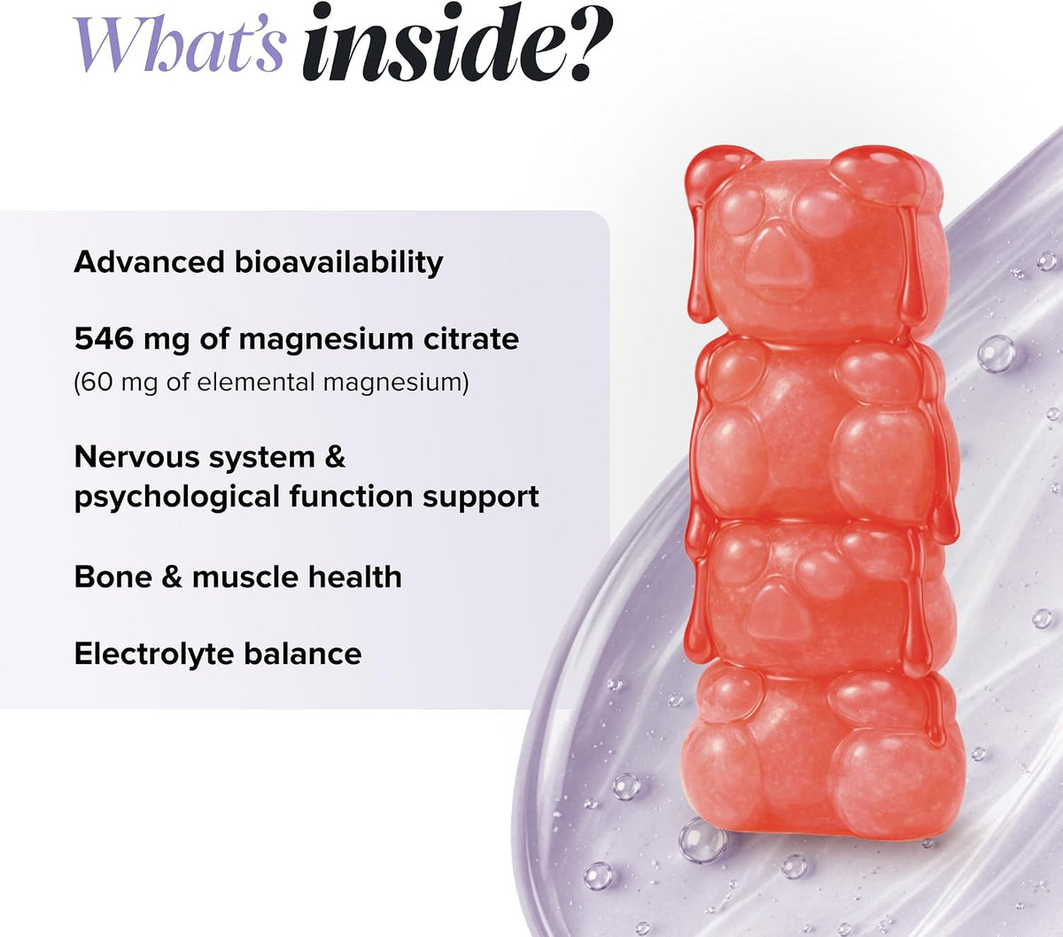 Kids Magnesium Gummies | 546mg Magnesium Citrate I 30 Gummies | Novomins