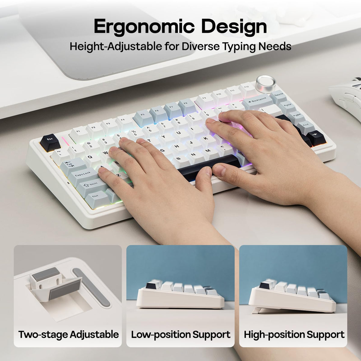 EPOMAKER AULA F75 Wireless Mechanical Gaming Keyboard, 75% Layout with Knob