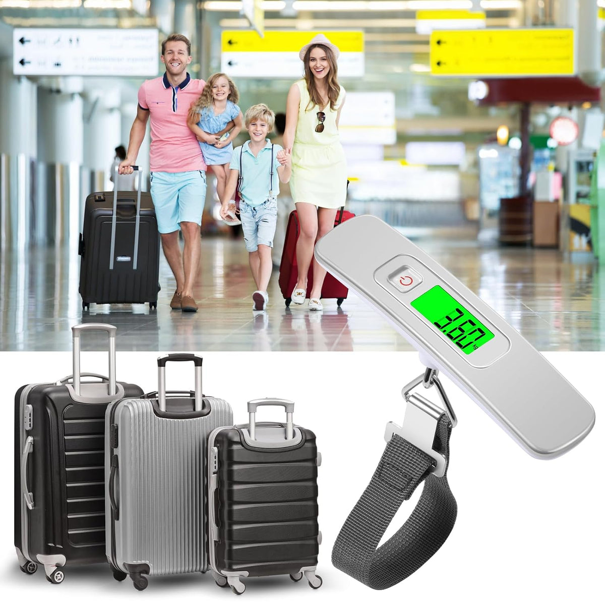Blendura Digital Luggage Scale with Hook, 50 kg / 110 lb, White