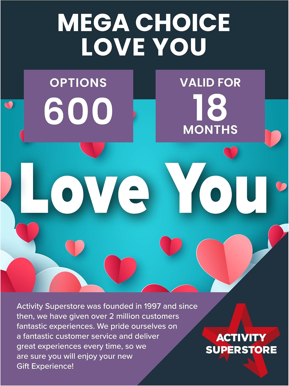 Activity Superstore Love You Gift Experience - 600 Options