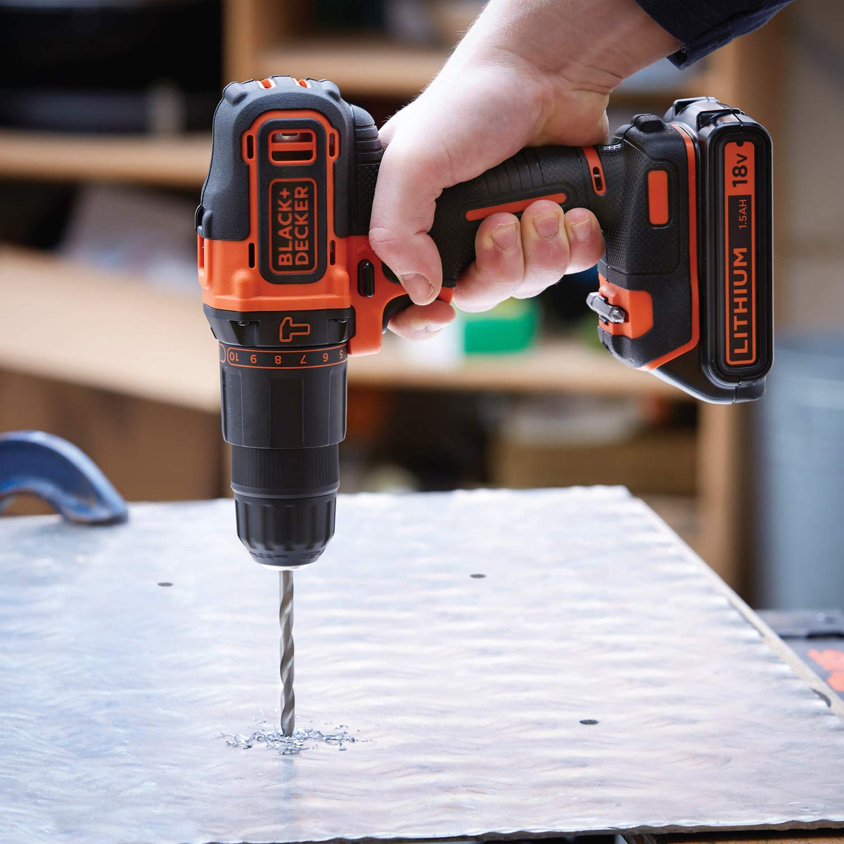 BLACK+DECKER 18V Cordless Hammer Drill, BCD700S1K-GB