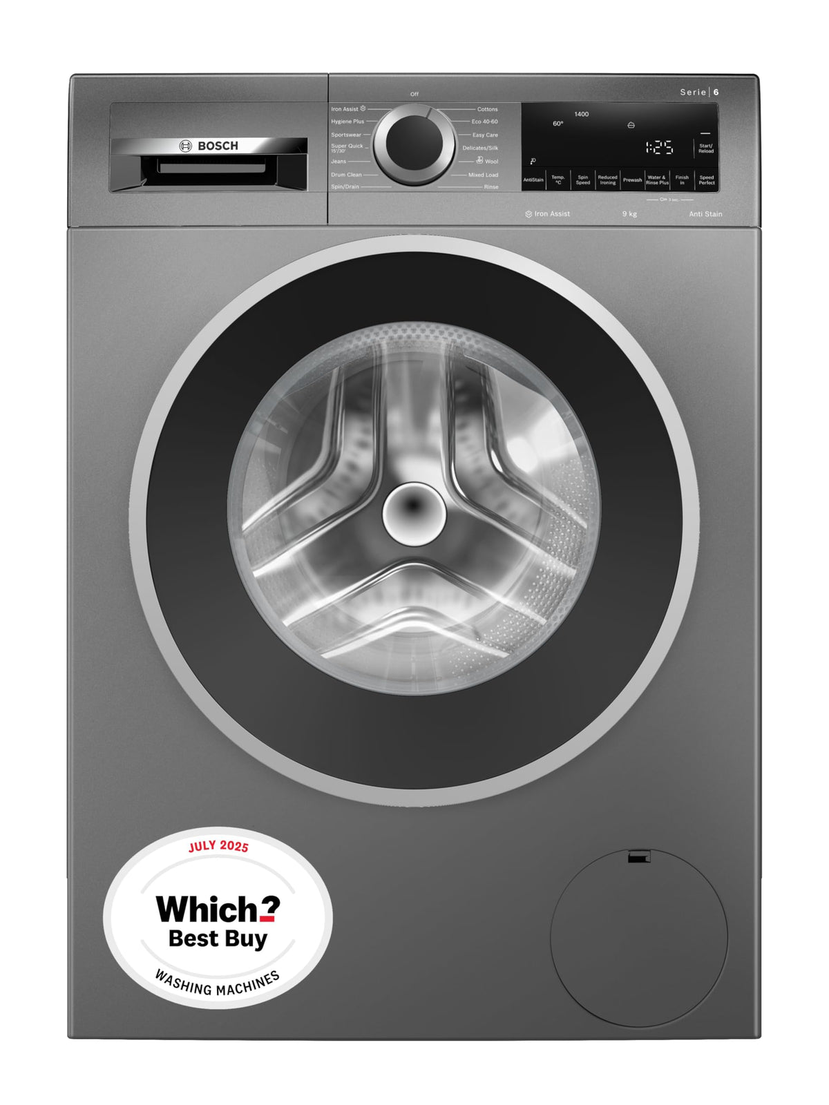 Bosch Series 6 WGJ25400GB Washing Machine, 10kg, 1400rpm, Energy Rating A, Freestanding, White