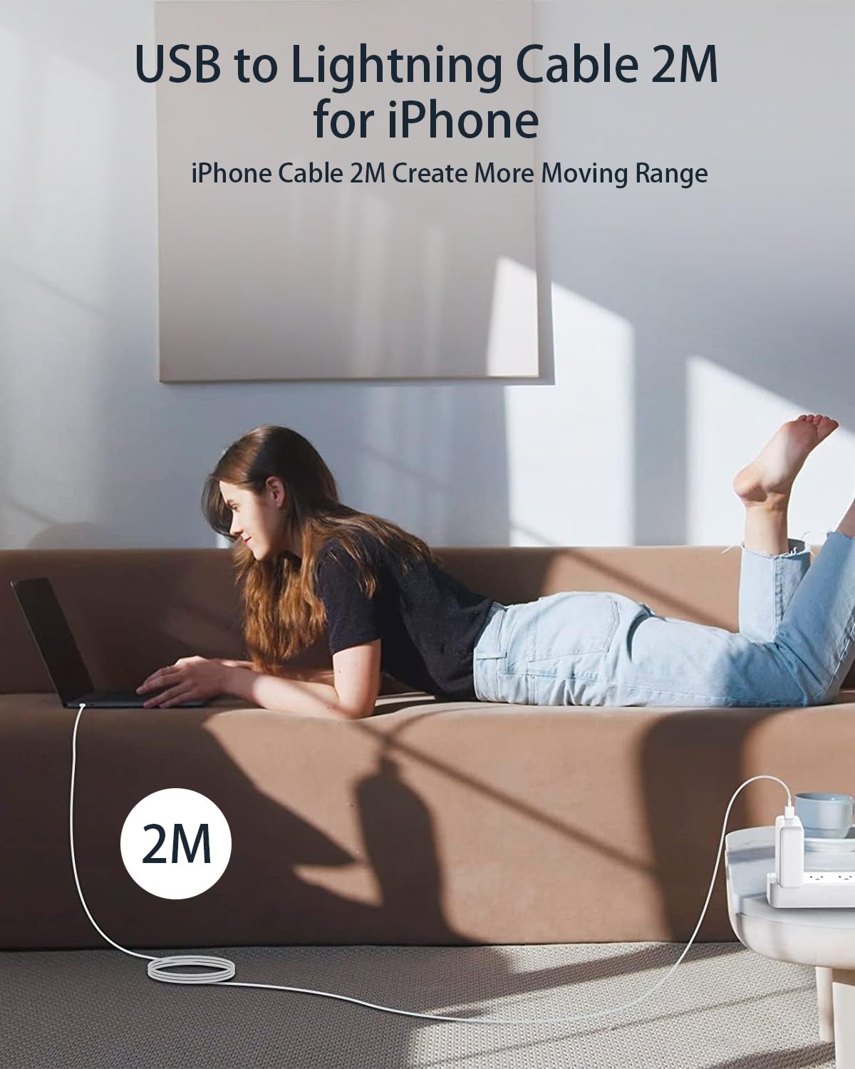 iPhone Charger Cable 2M, [Apple MFi Certified] USB to Lightning Cable 2M