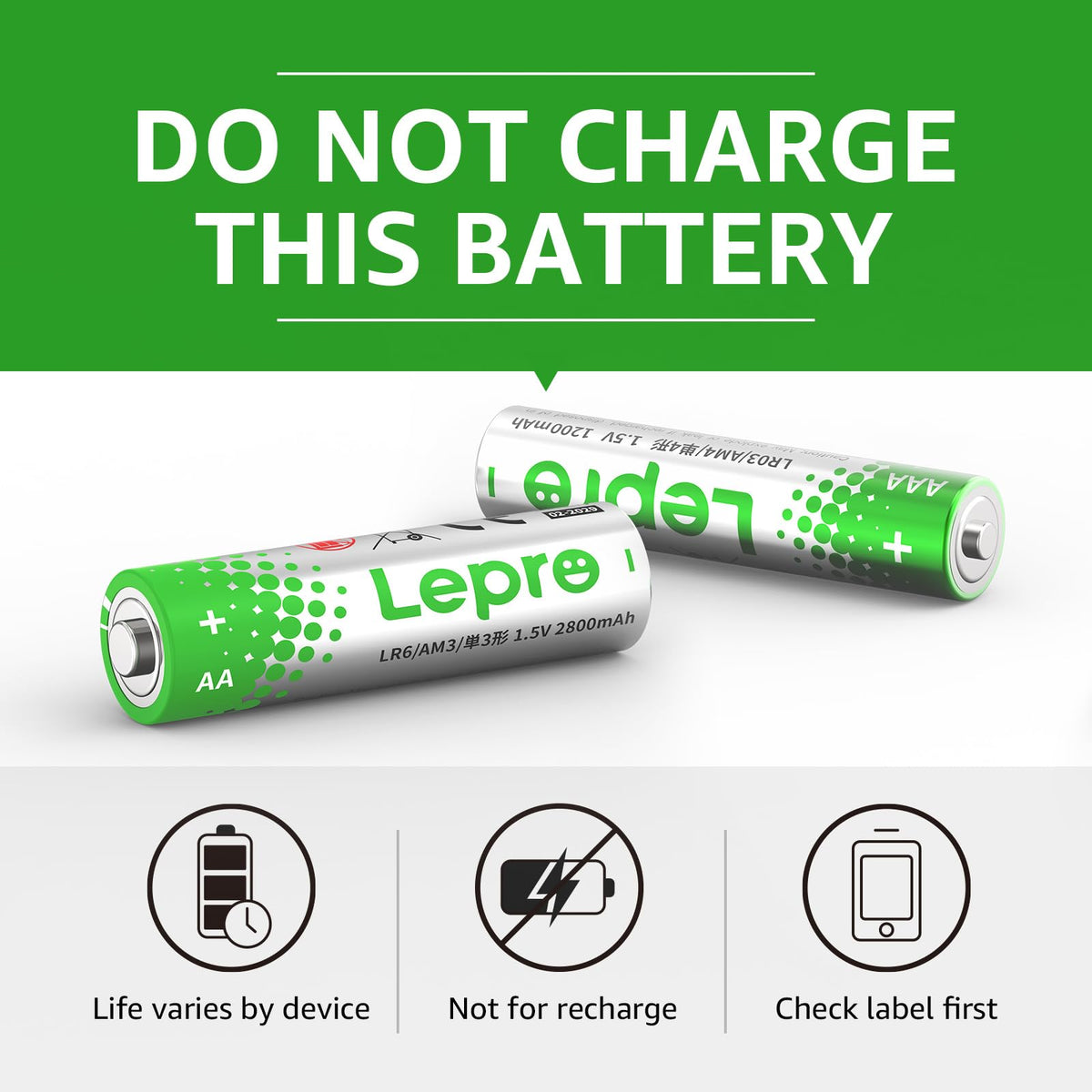Lepro AAA Alkaline Batteries 24 Pack, 1200mAh Triple A Battery Long Lasting